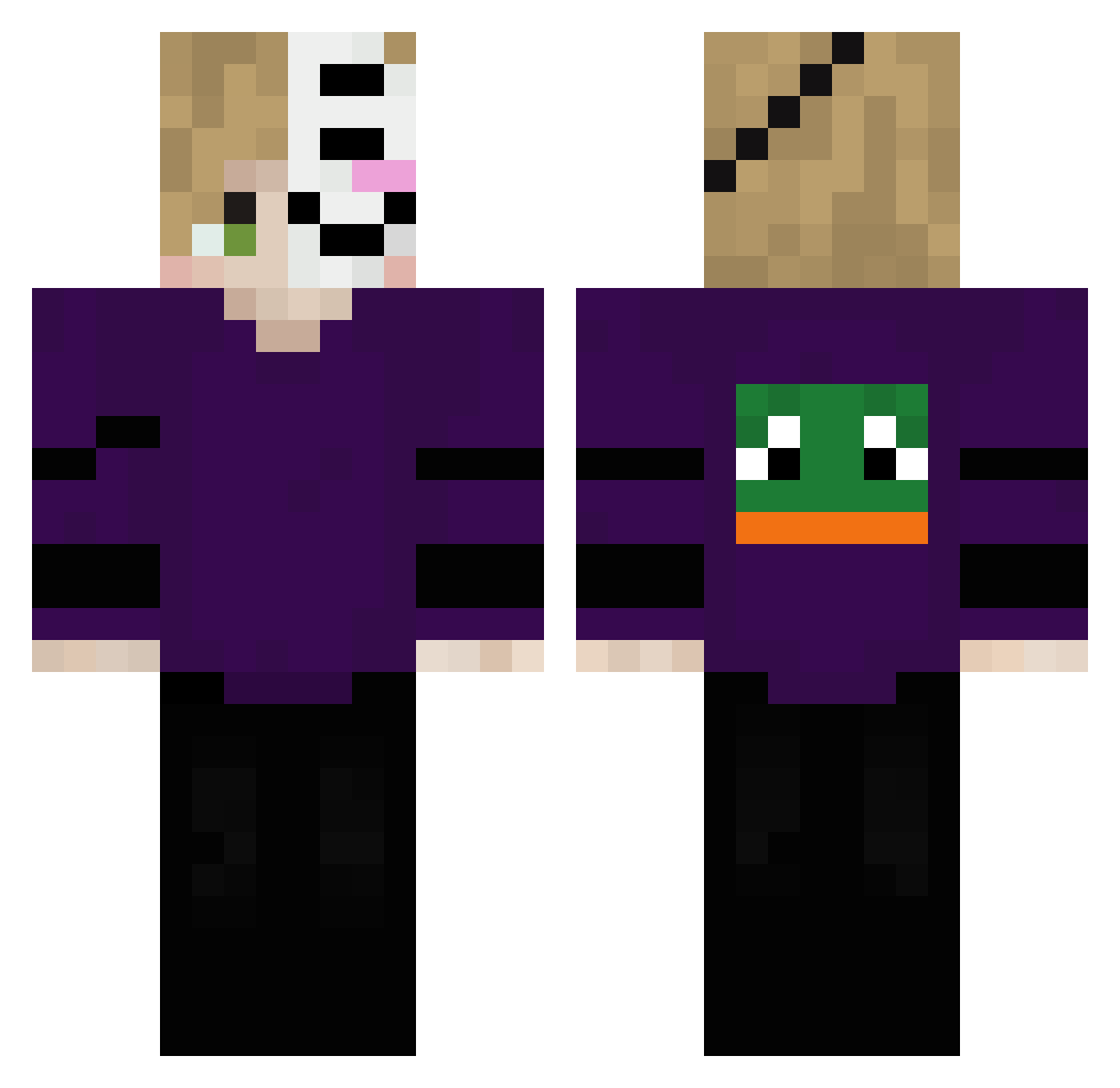 Spiralce Minecraft skin, front and back view