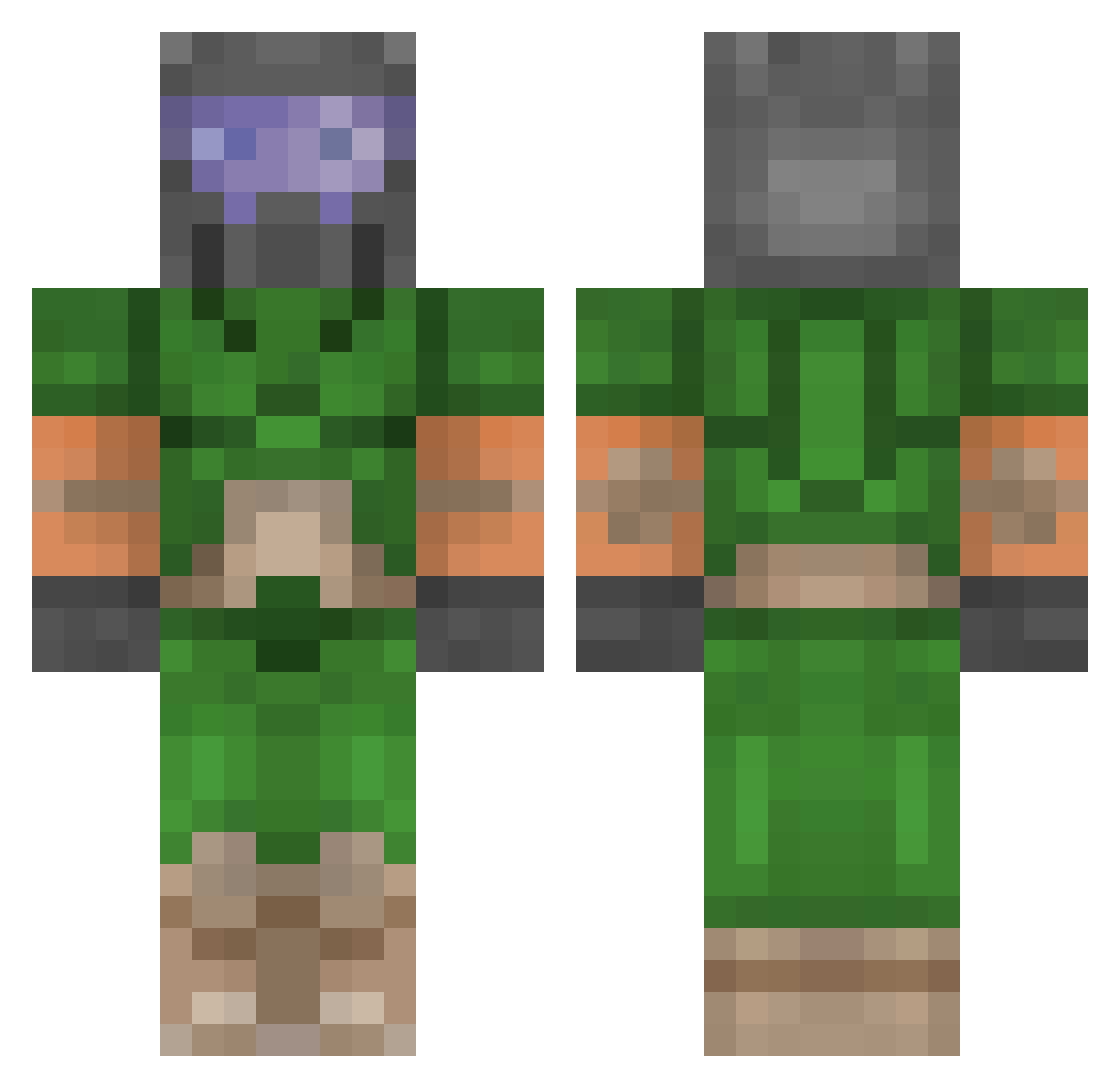 Dominants Minecraft skin, front and back view