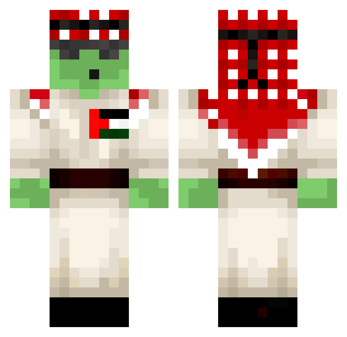 SlimeTheFireX Minecraft skin, front and back view