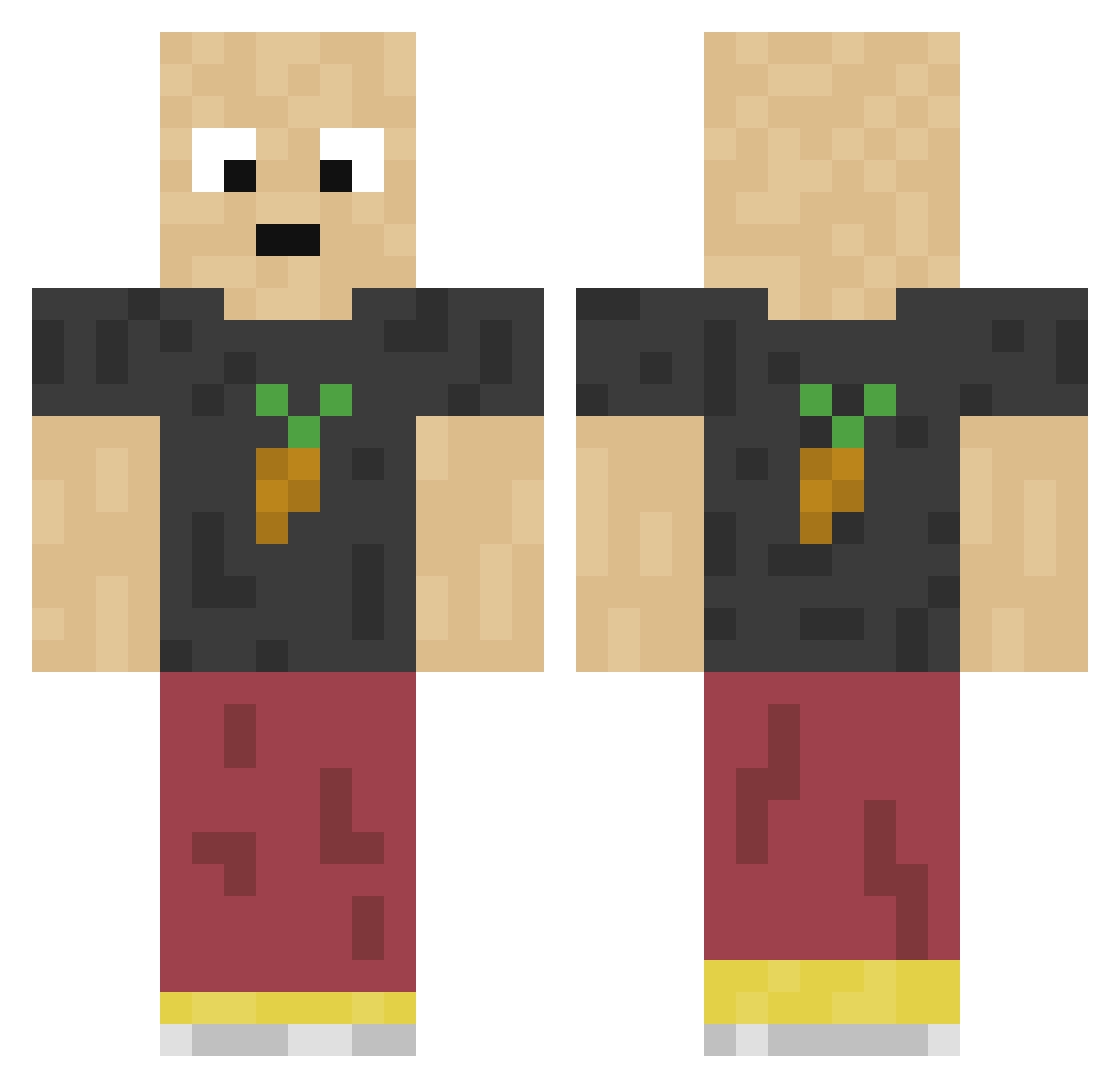 MrHealthy Minecraft skin, front and back view