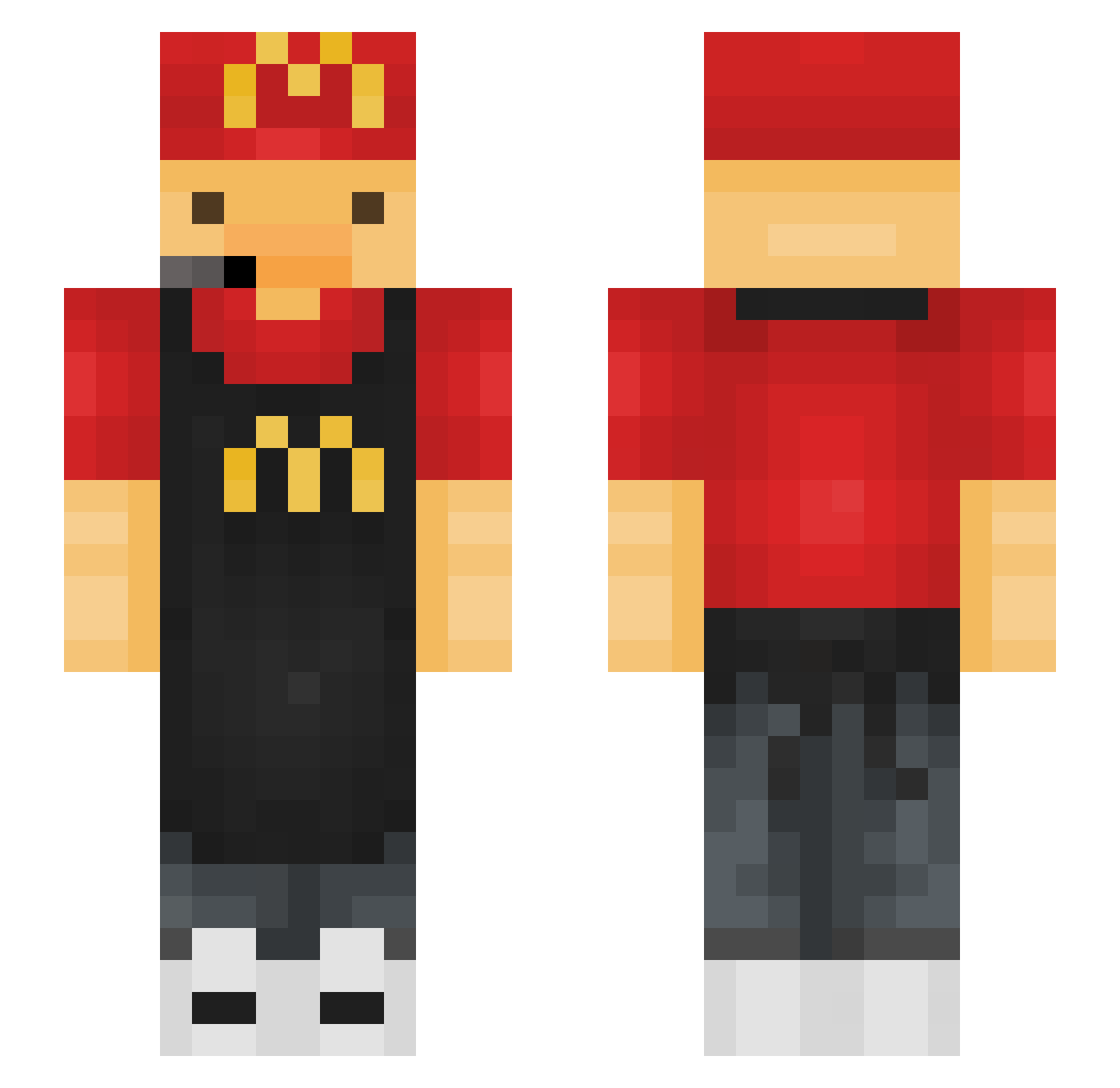 dualreel Minecraft skin, front and back view