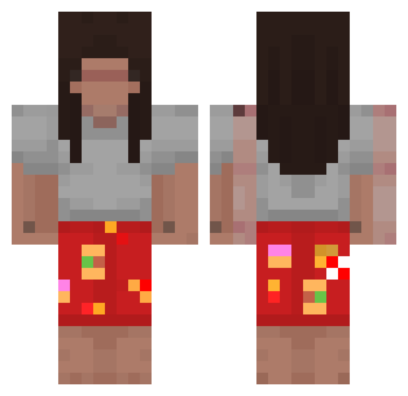 Unoq Minecraft skin, front and back view