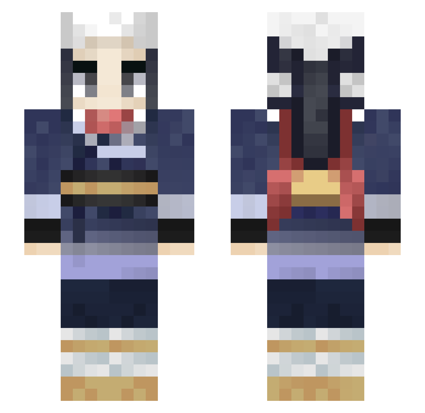 Mokinoo Minecraft skin, front and back view