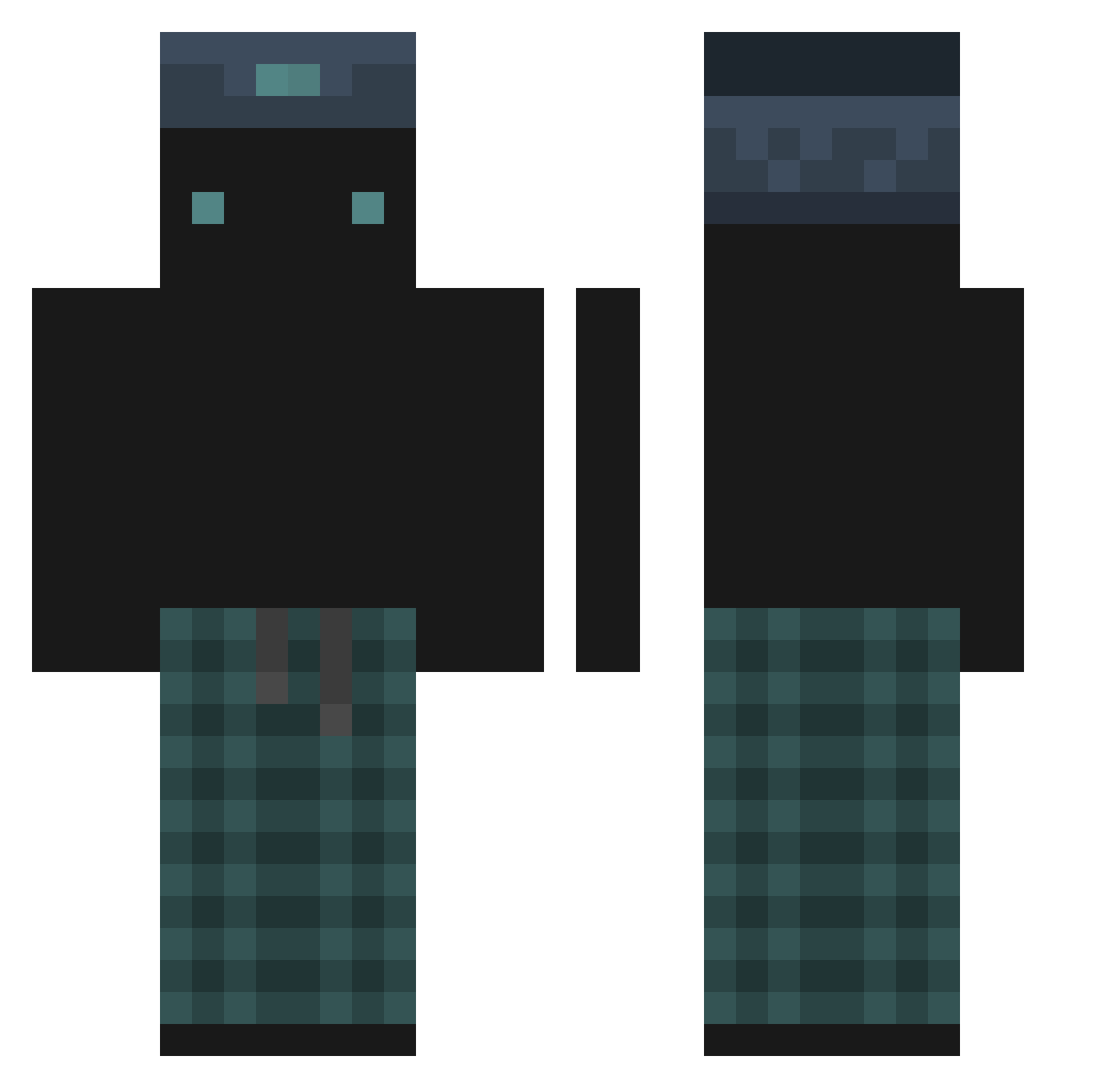 Itzshowered Minecraft skin, front and back view