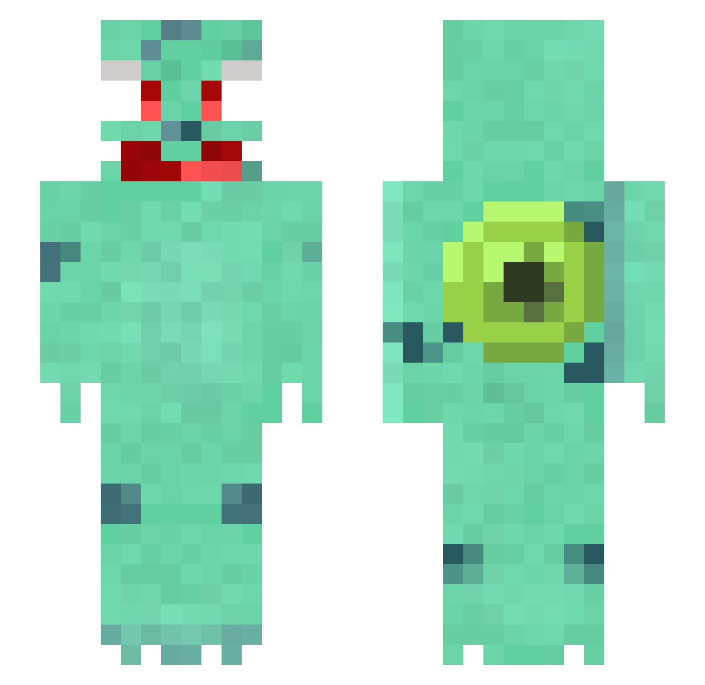 Conserves Minecraft skin, front and back view