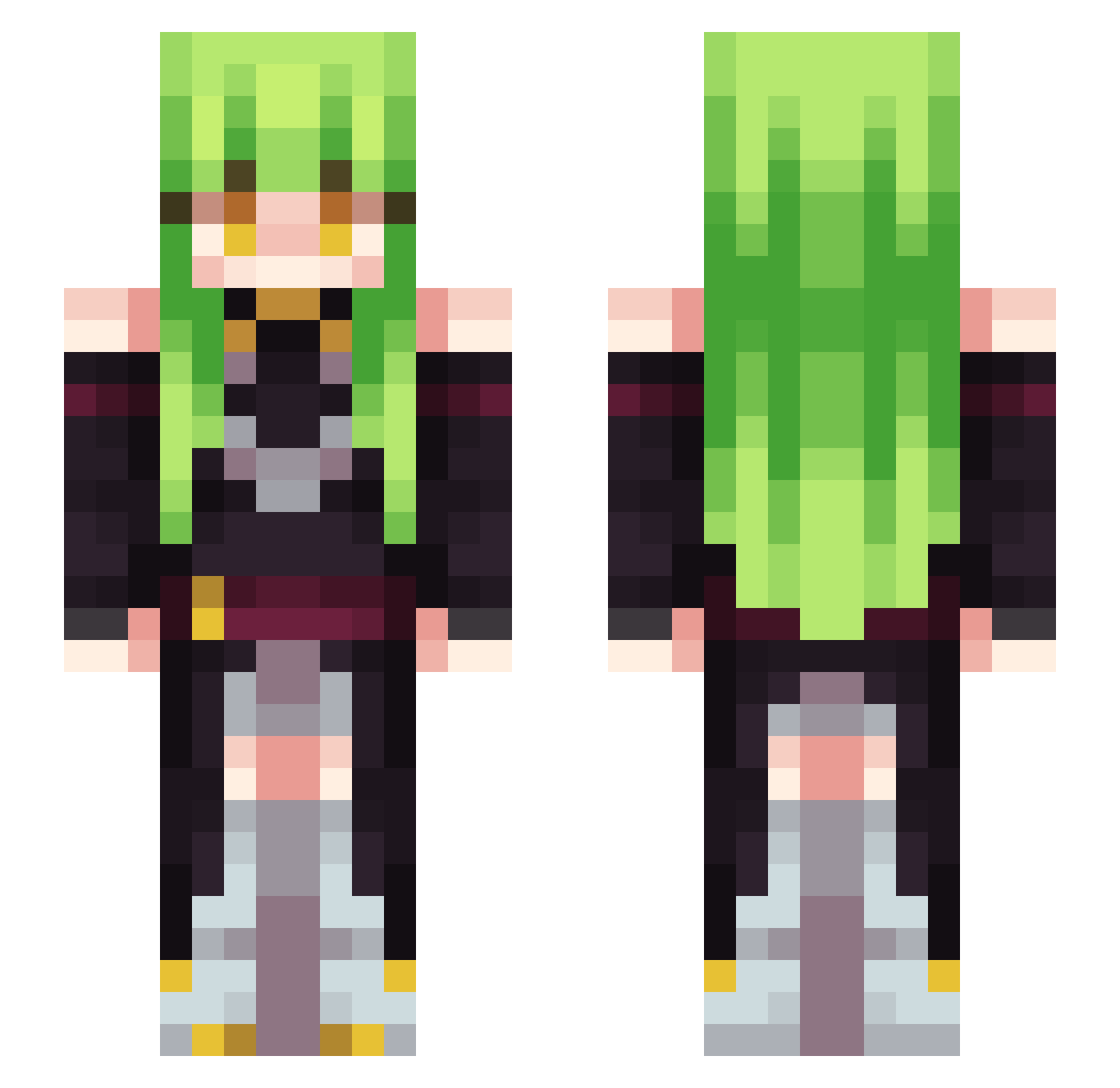xerqac Minecraft skin, front and back view