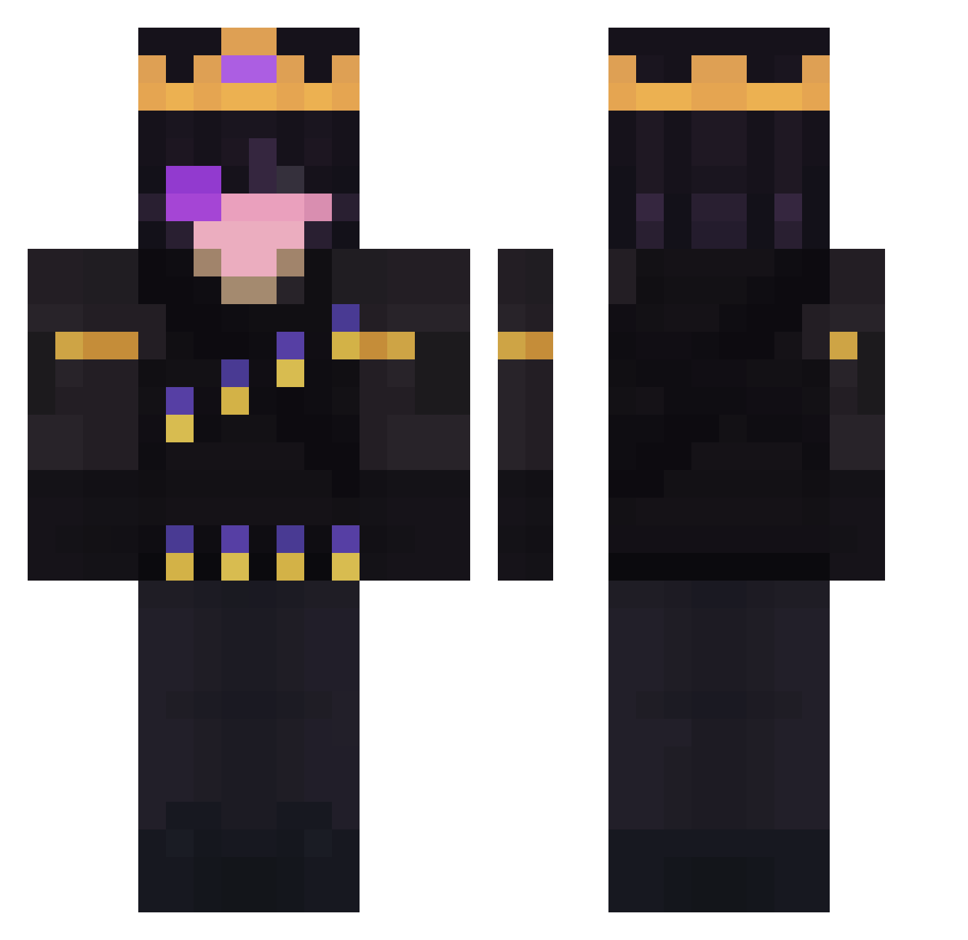 PrinceNZ Minecraft skin, front and back view