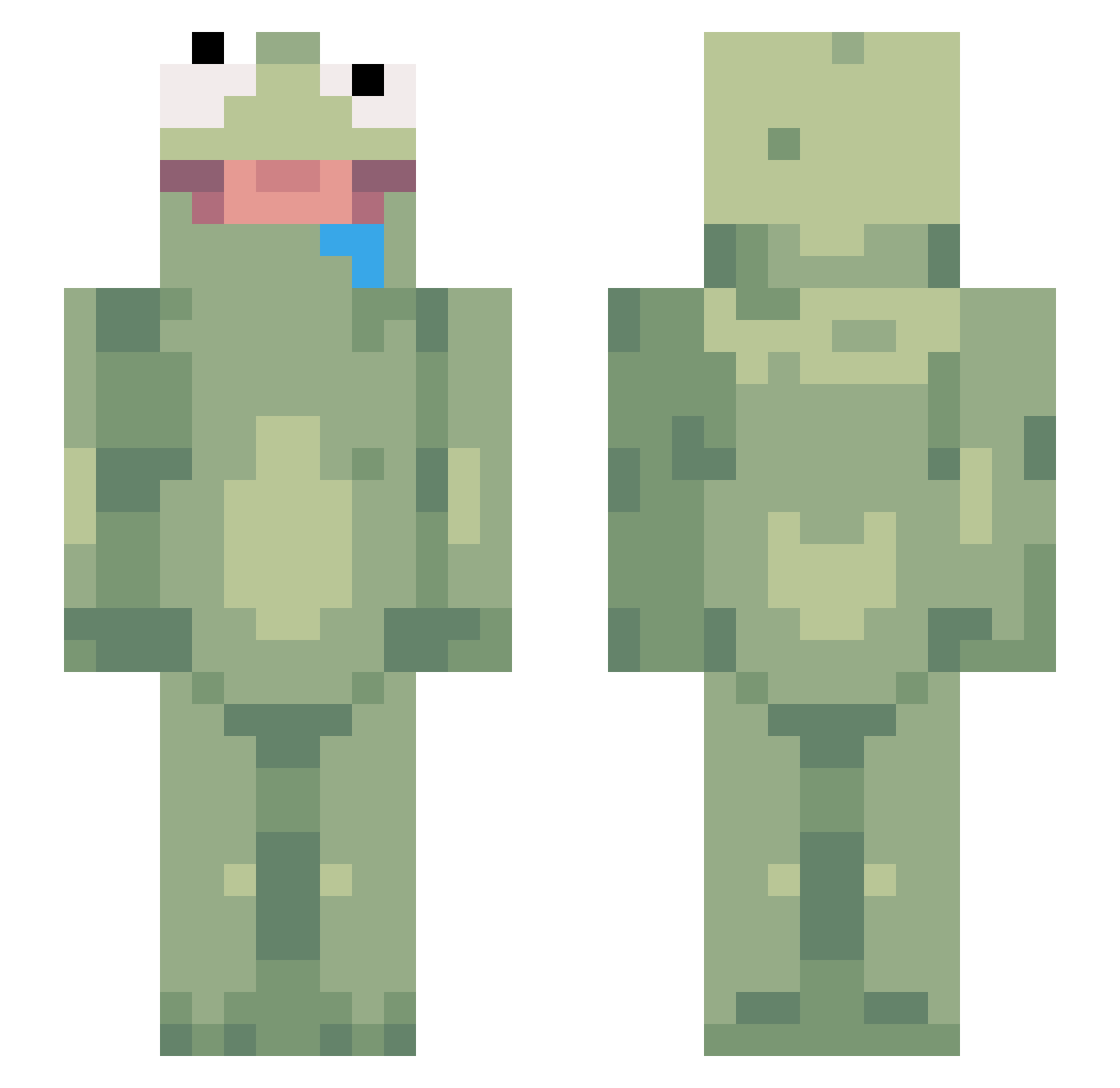 JackTheFrogKing Minecraft skin, front and back view