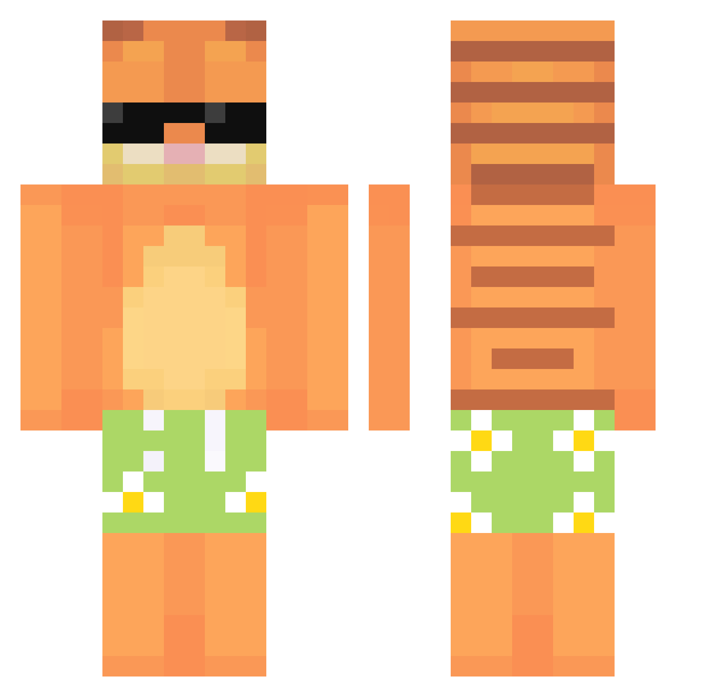Snagged Minecraft skin, front and back view