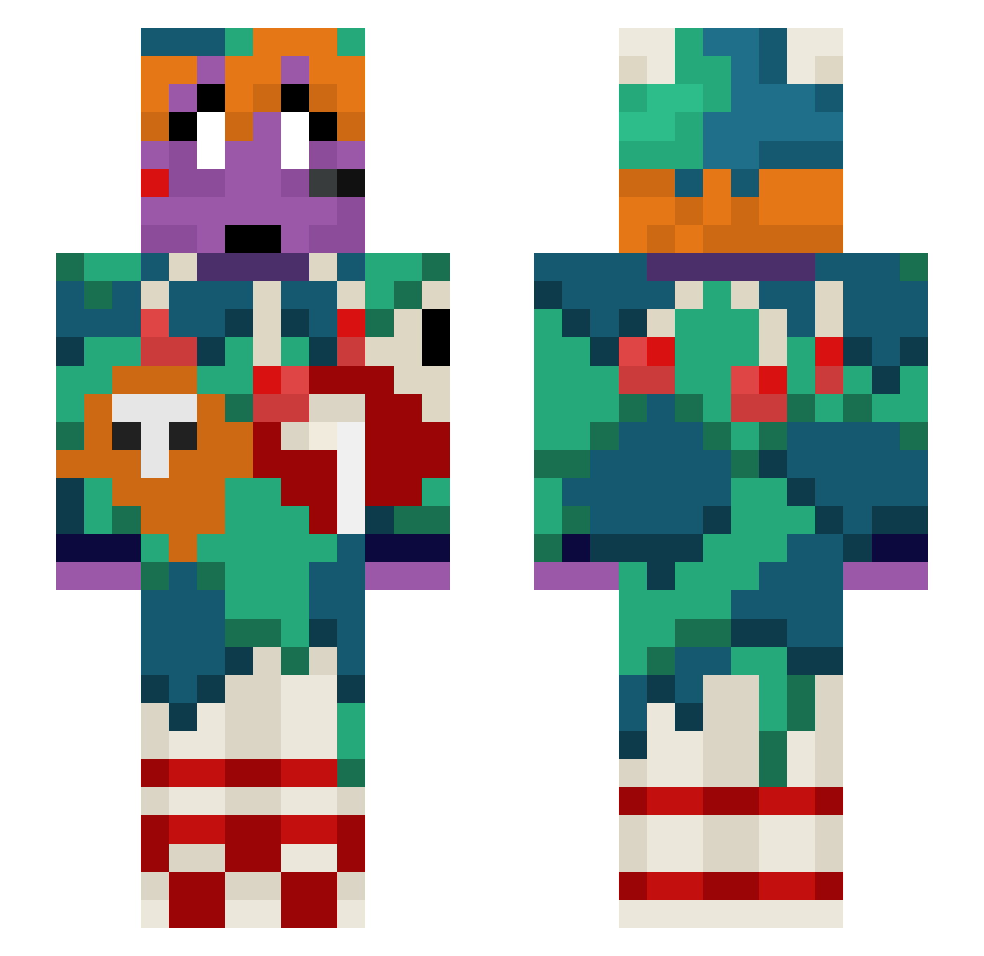 OFFMYMEDS Minecraft skin, front and back view