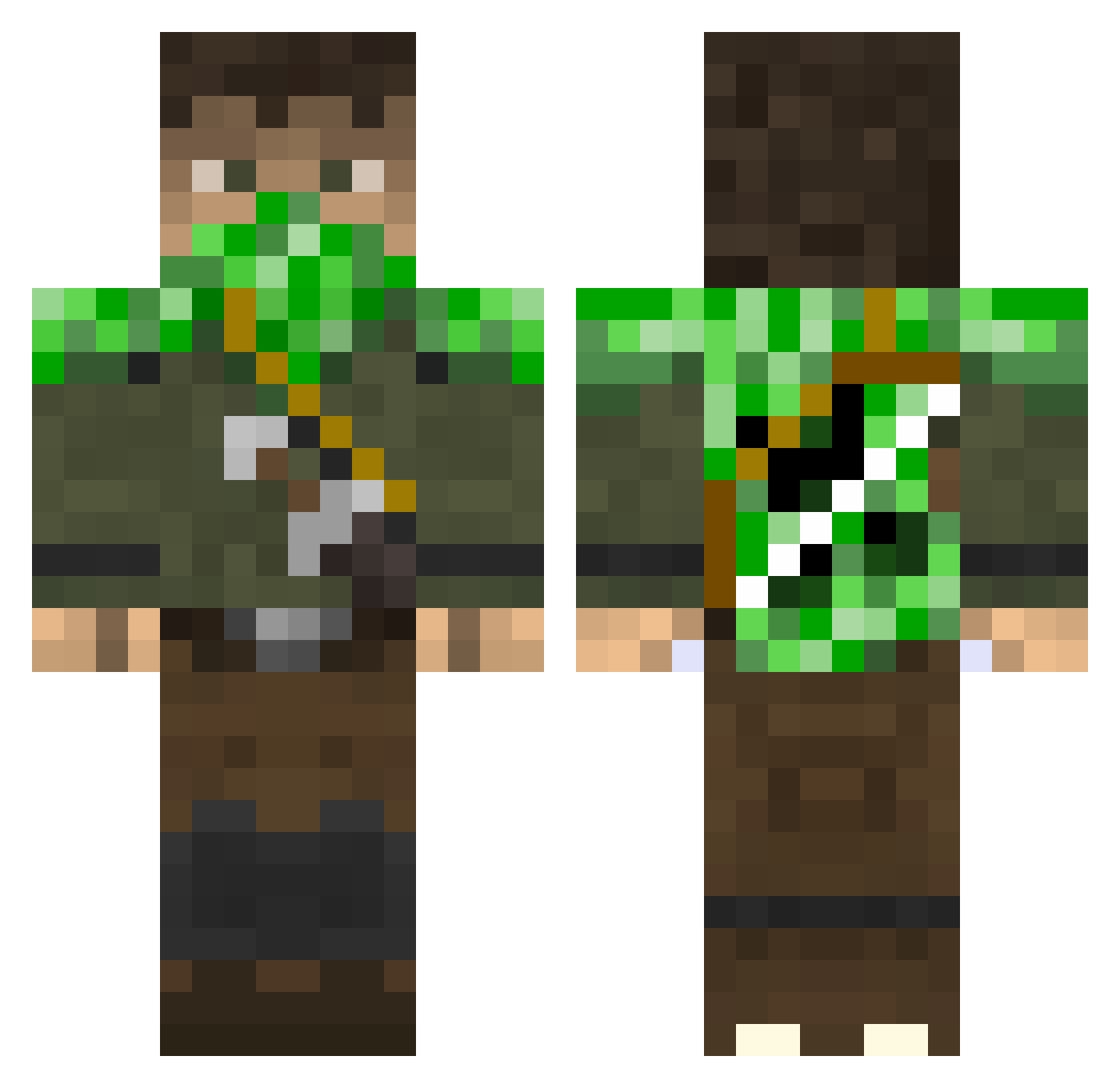 tentacular Minecraft skin, front and back view