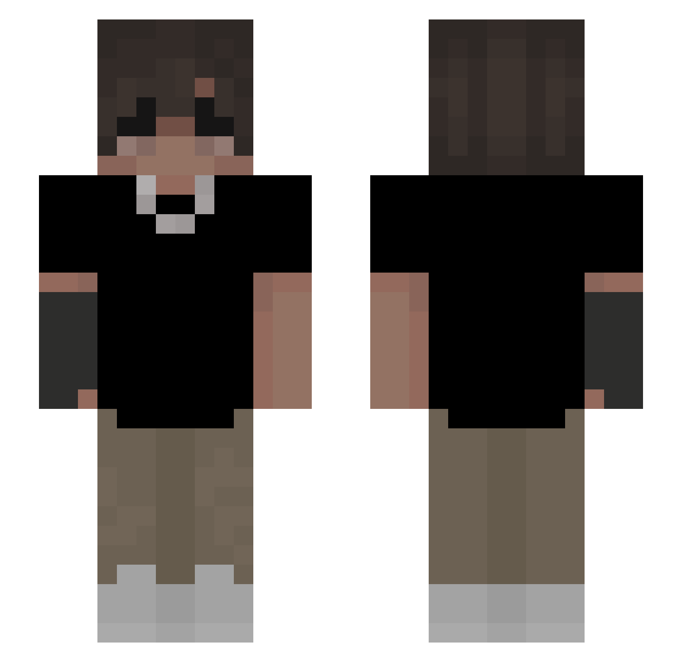 xzfw Minecraft skin, front and back view