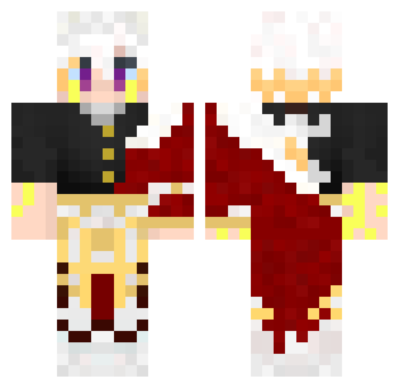 Declok Minecraft skin, front and back view