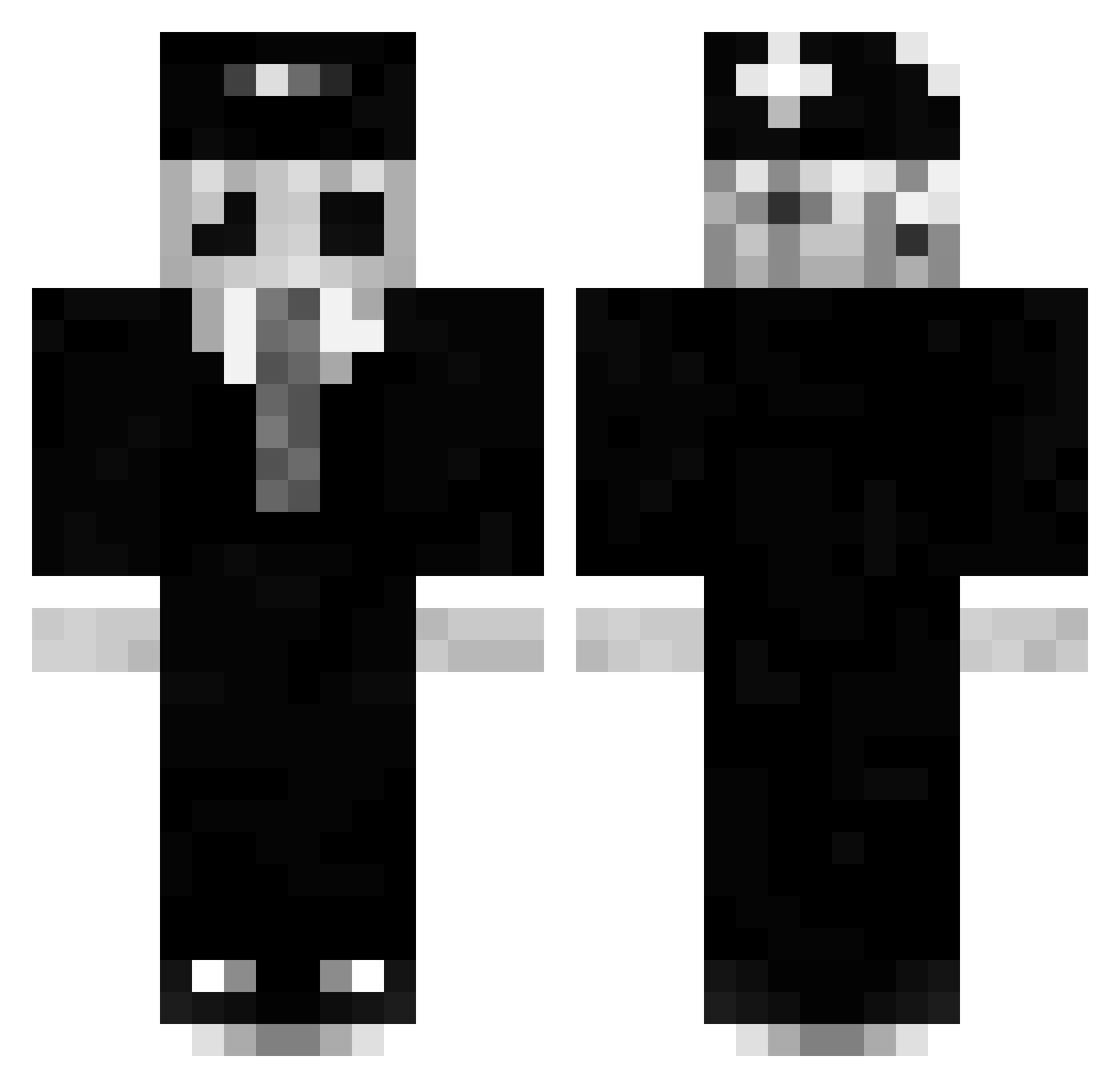 Geigerius Minecraft skin, front and back view
