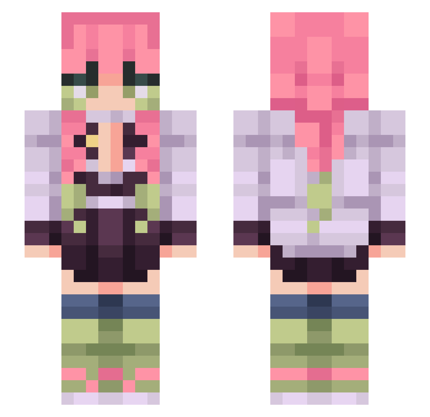 Shezxox Minecraft skin, front and back view