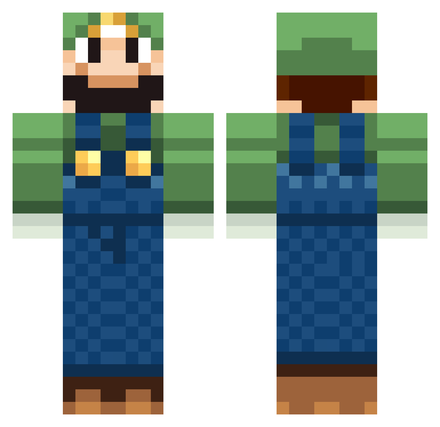 BreakfastWaffle Minecraft skin, front and back view
