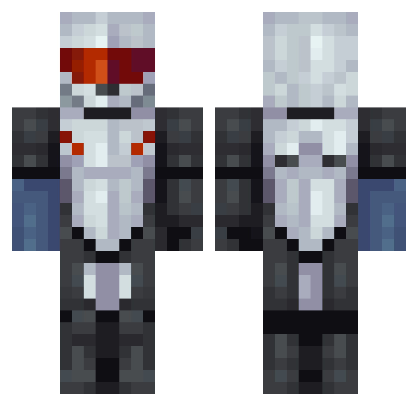 Injec2 Minecraft skin, front and back view