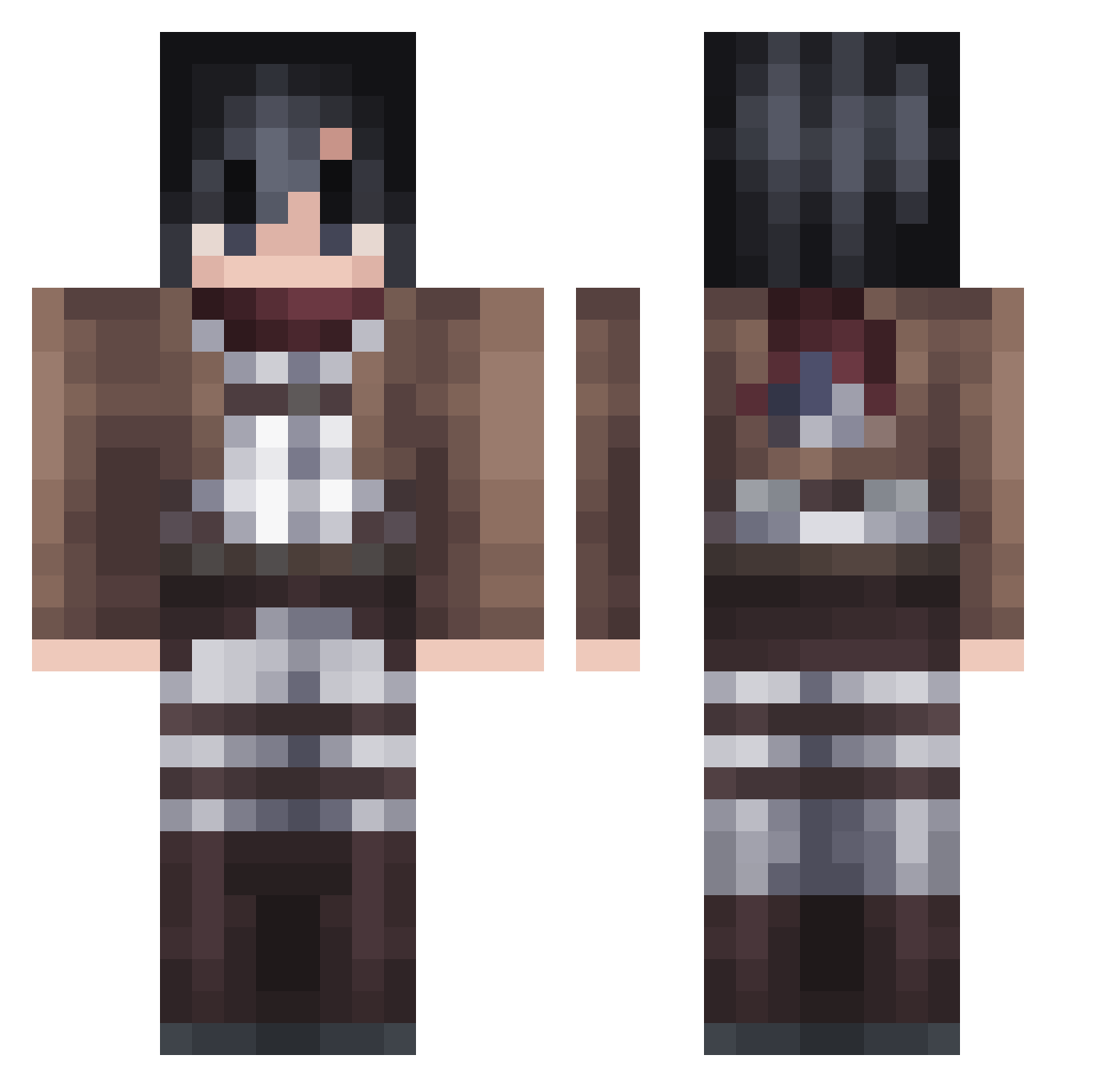 Mousses Minecraft skin, front and back view