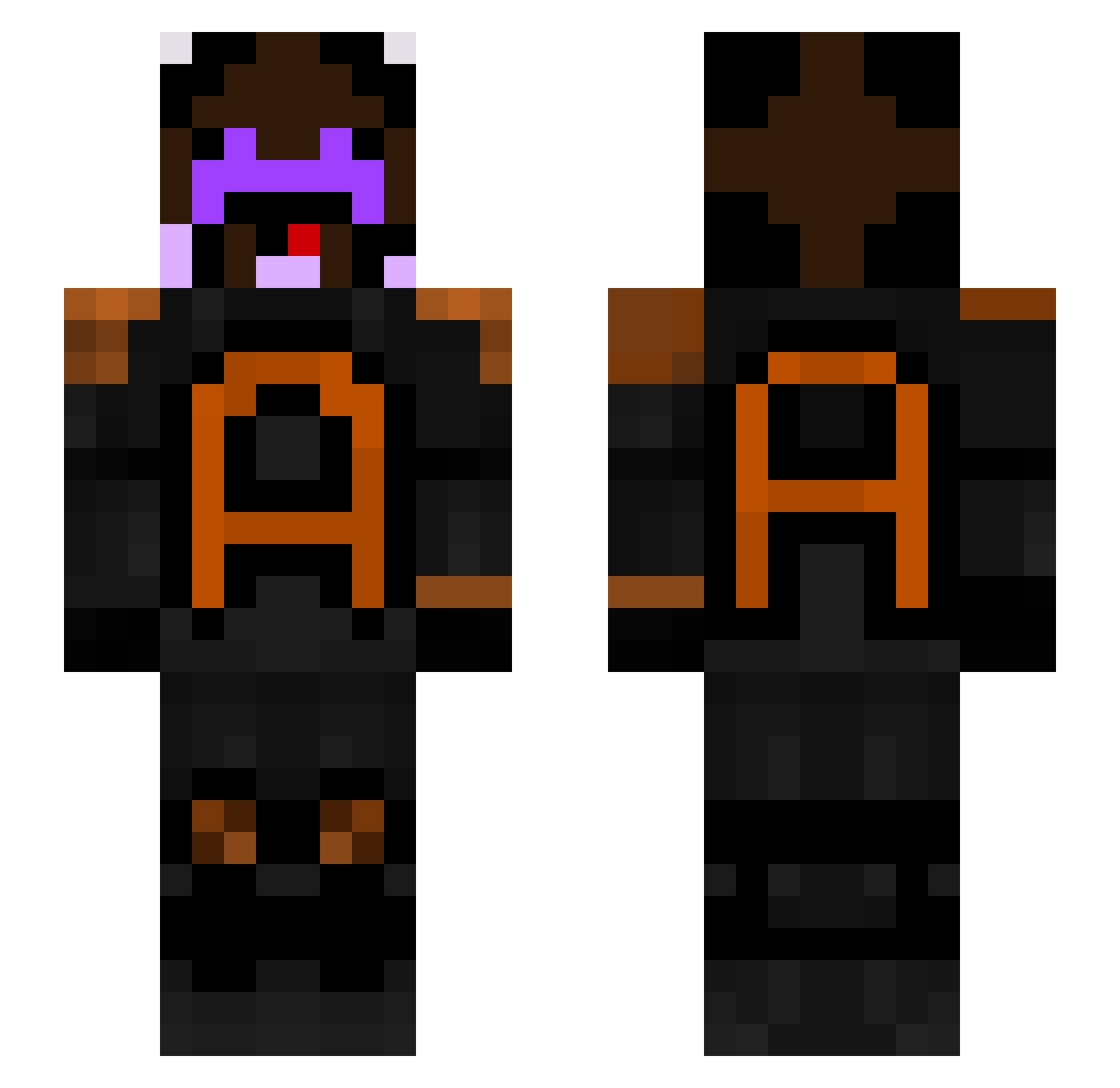 WastedUzi Minecraft skin, front and back view