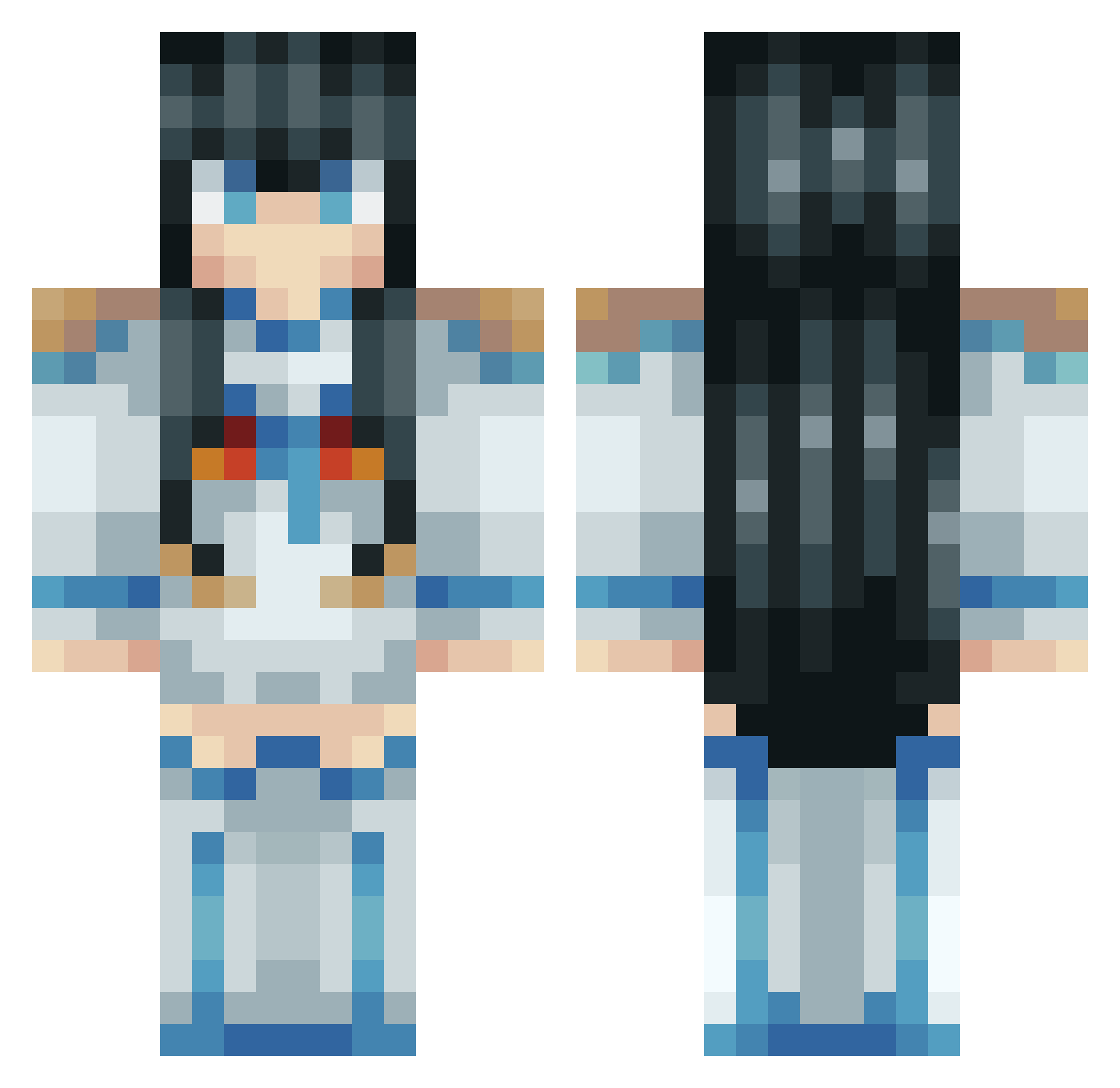 KiryuuGaKill Minecraft skin, front and back view