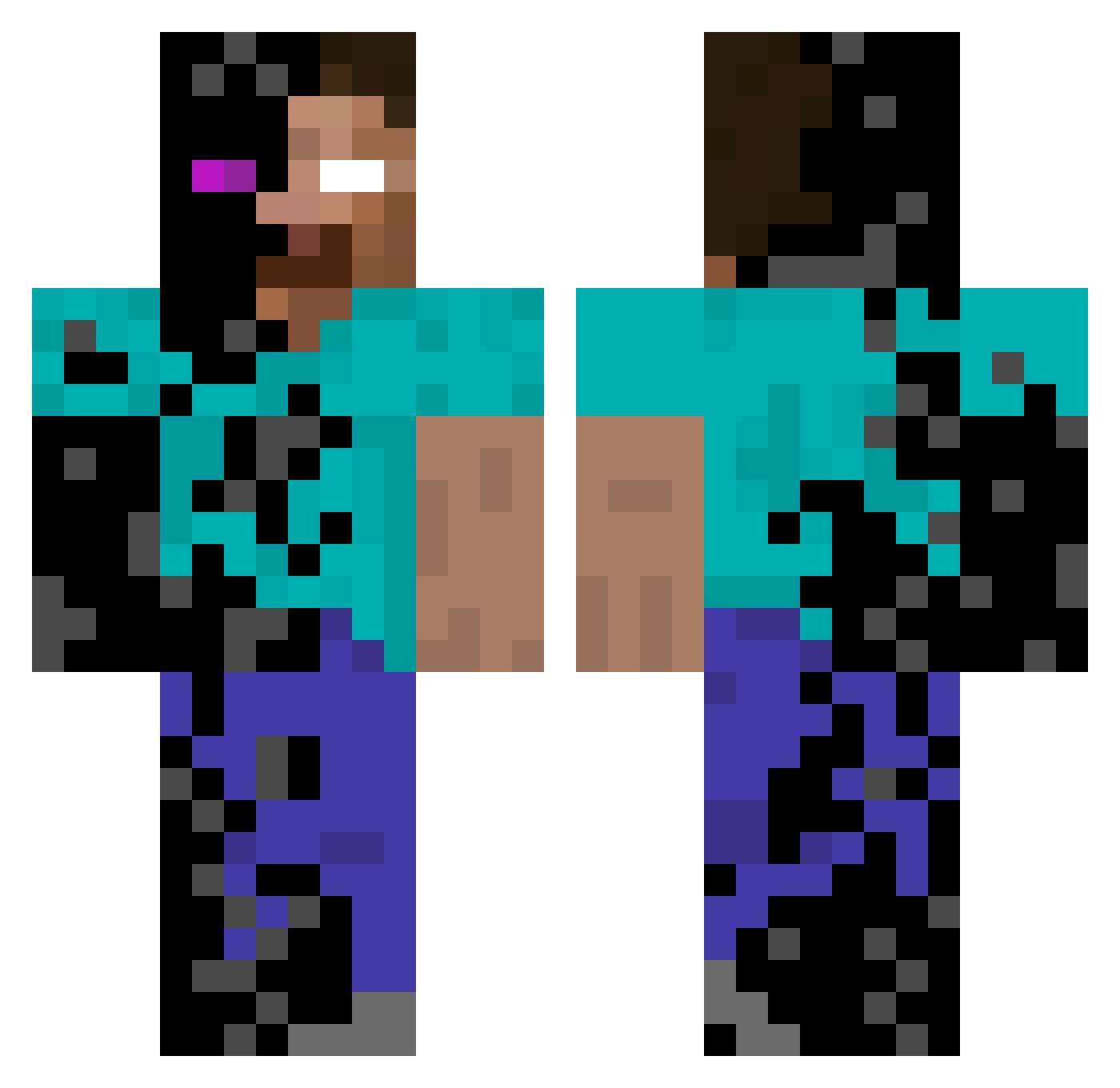 Fr3akyHero Minecraft skin, front and back view