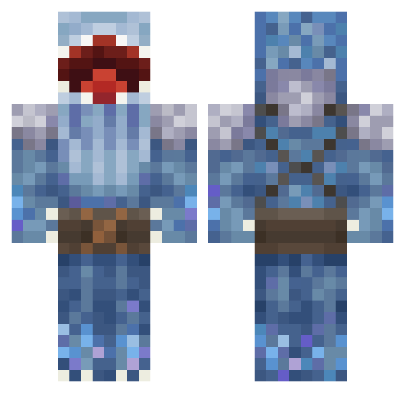 ImObeseIRL Minecraft skin, front and back view