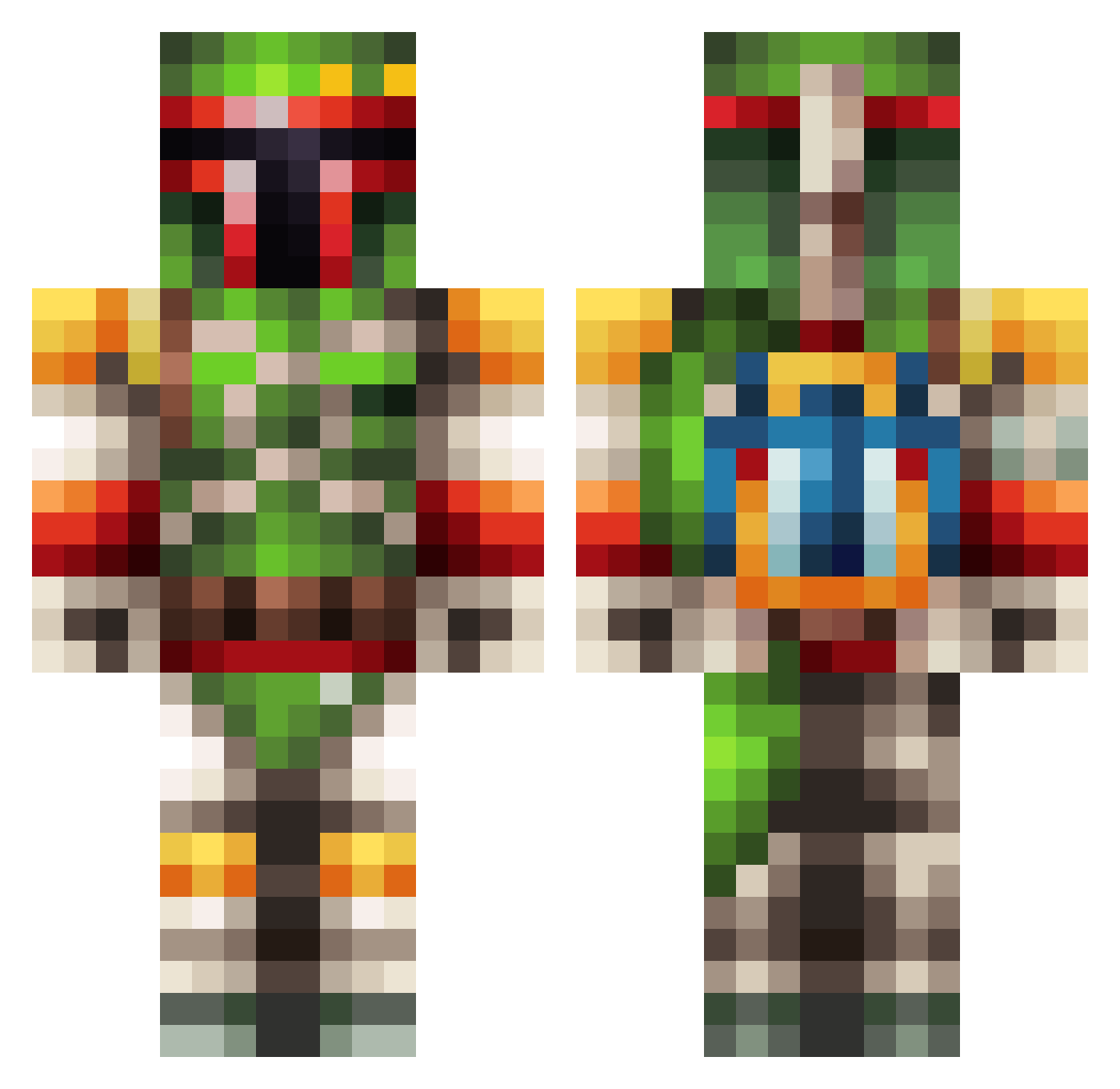 Cloudy2b2t Minecraft skin, front and back view