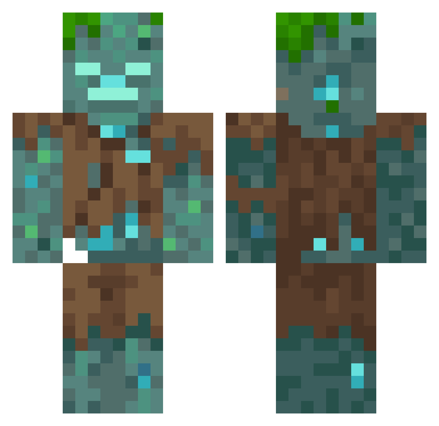 Jigglefuggs Minecraft skin, front and back view