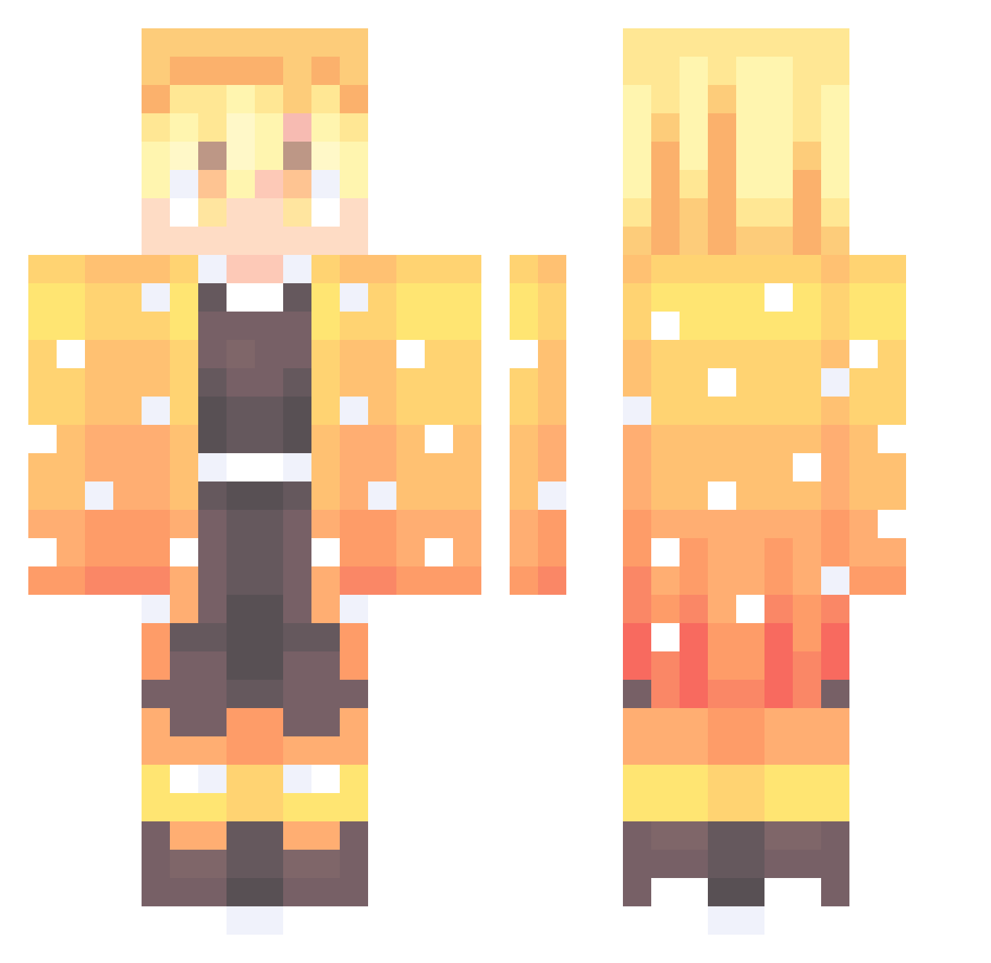 ItzInca Minecraft skin, front and back view