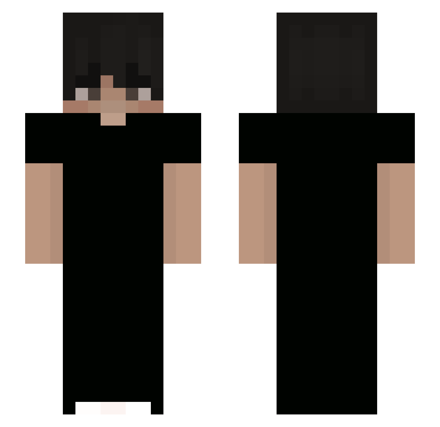 BedlessVibes Minecraft skin, front and back view