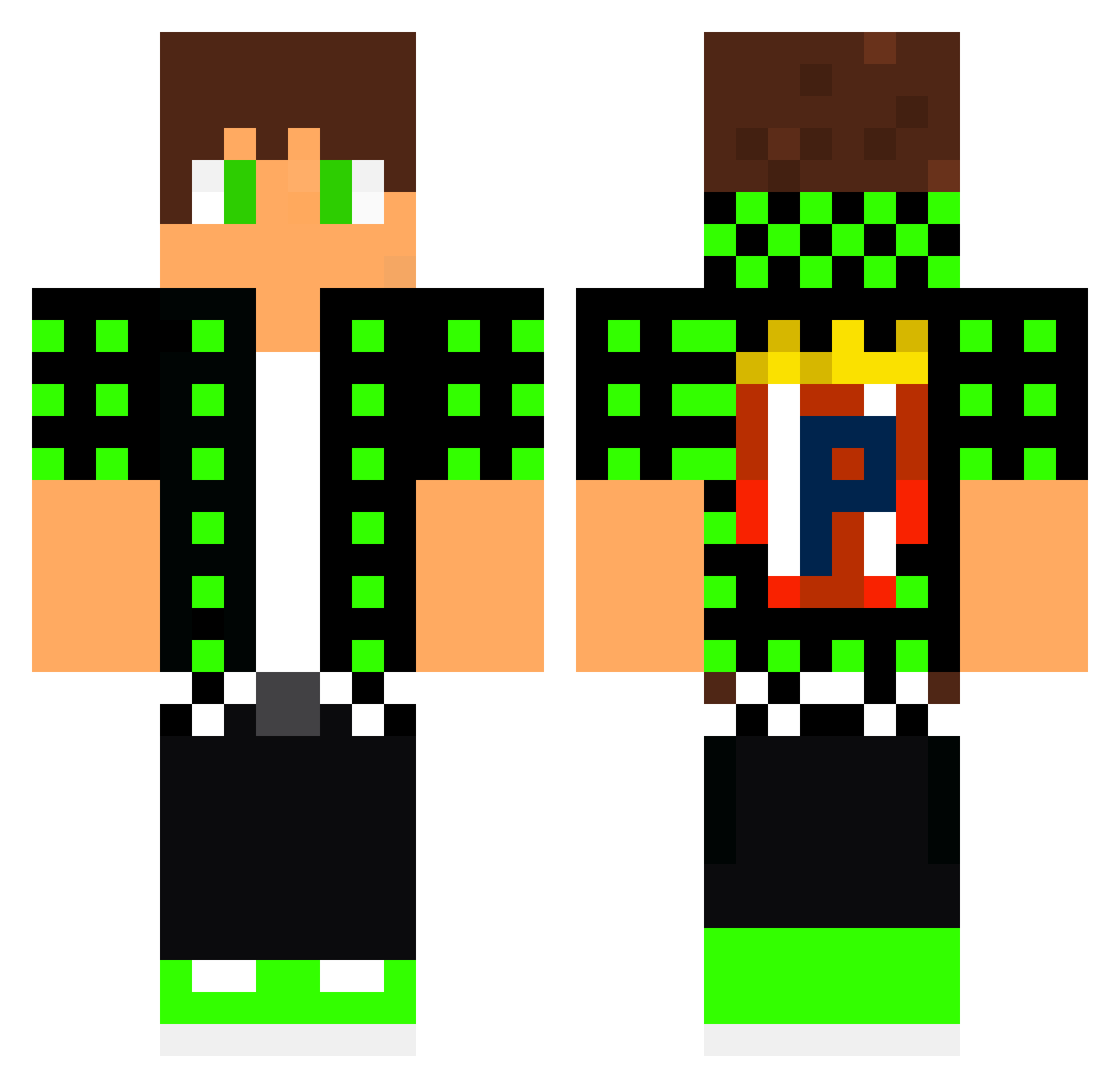 wyted Minecraft skin, front and back view