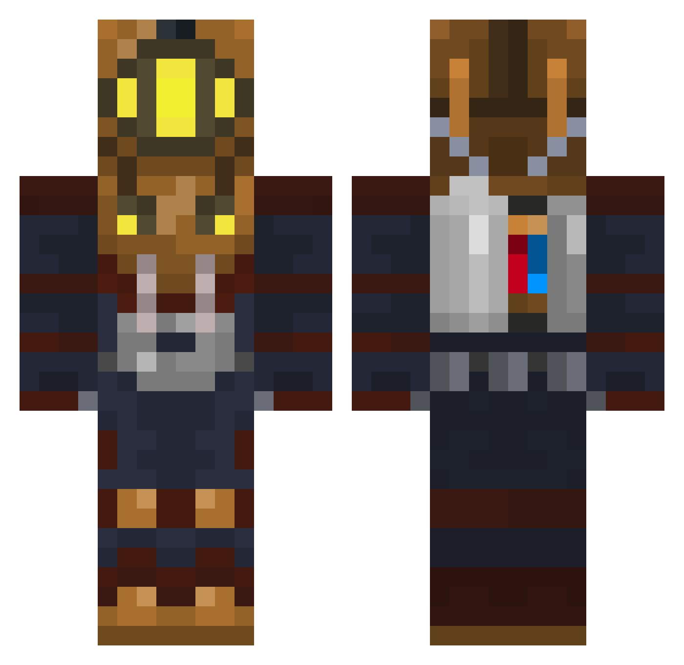 Mockroot Minecraft skin, front and back view