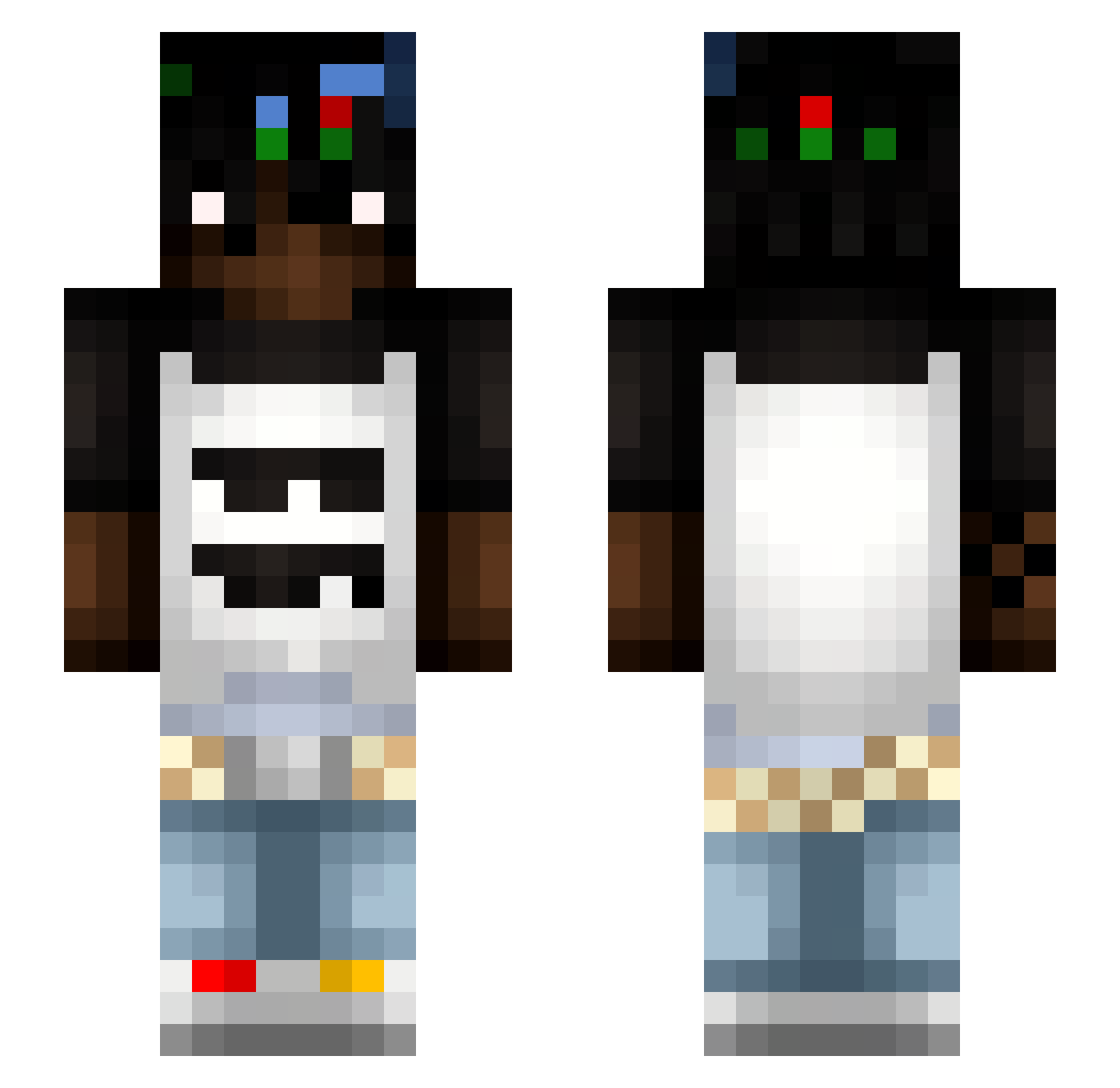 HaX___ Minecraft skin, front and back view