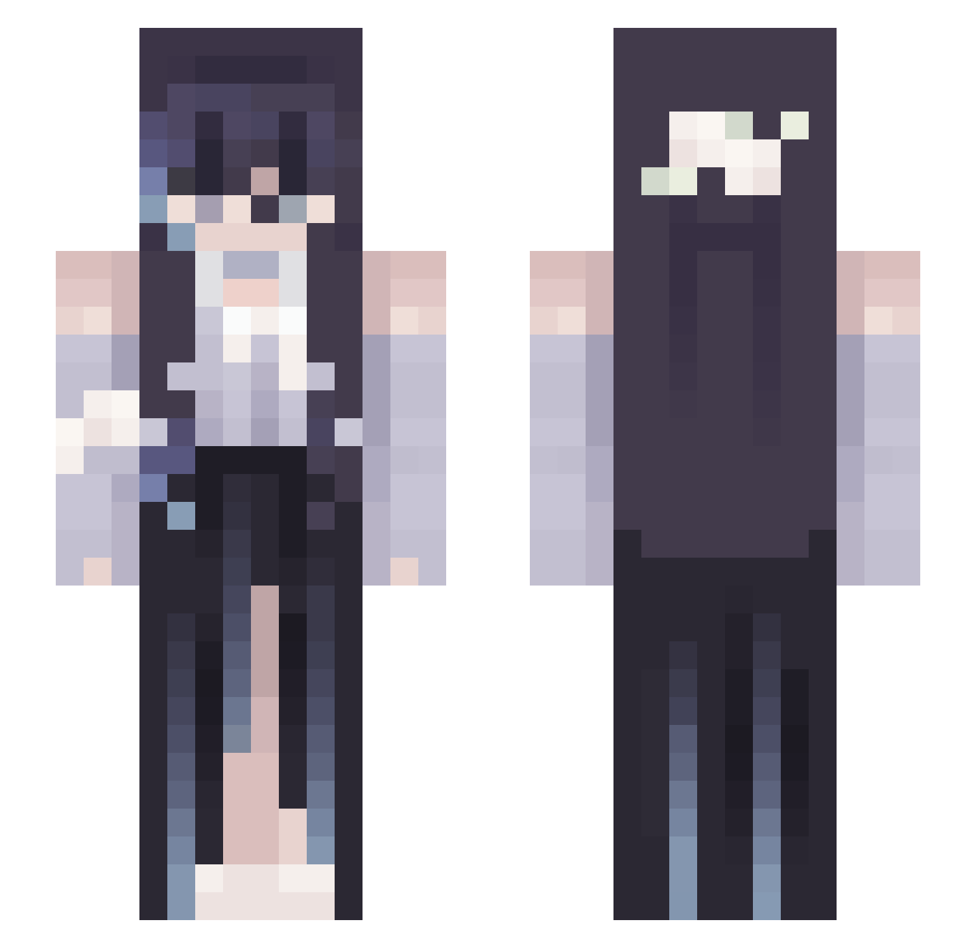 EVYLOO Minecraft skin, front and back view