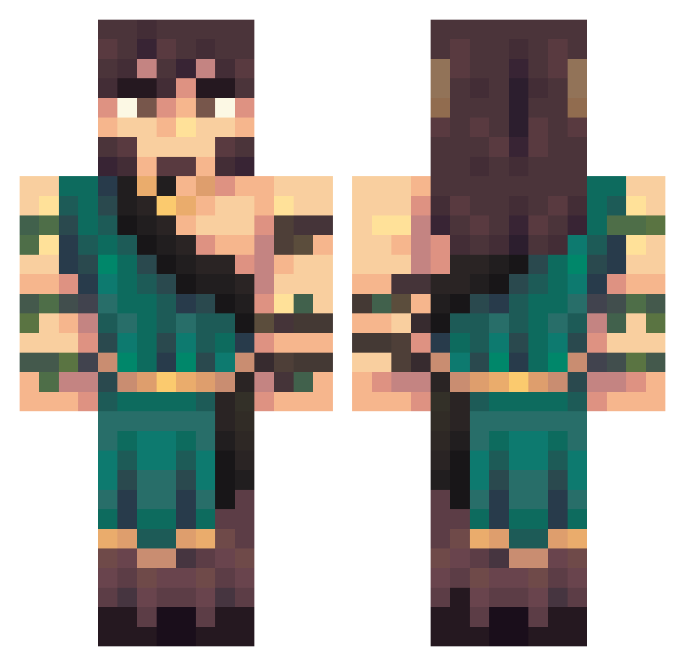Tired_Pagan Minecraft skin, front and back view