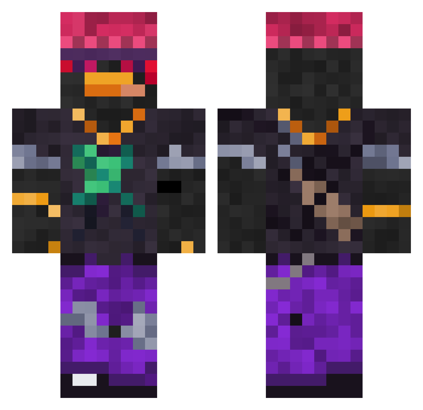 xxKHACORxx Minecraft skin, front and back view