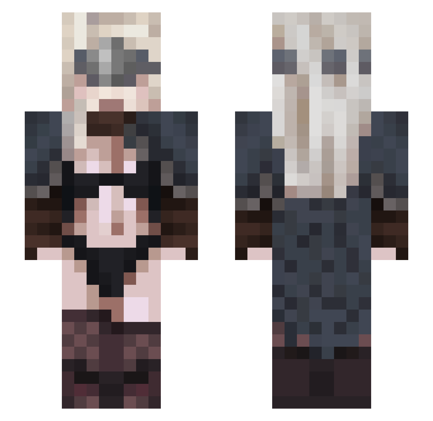 Watchecs Minecraft skin, front and back view
