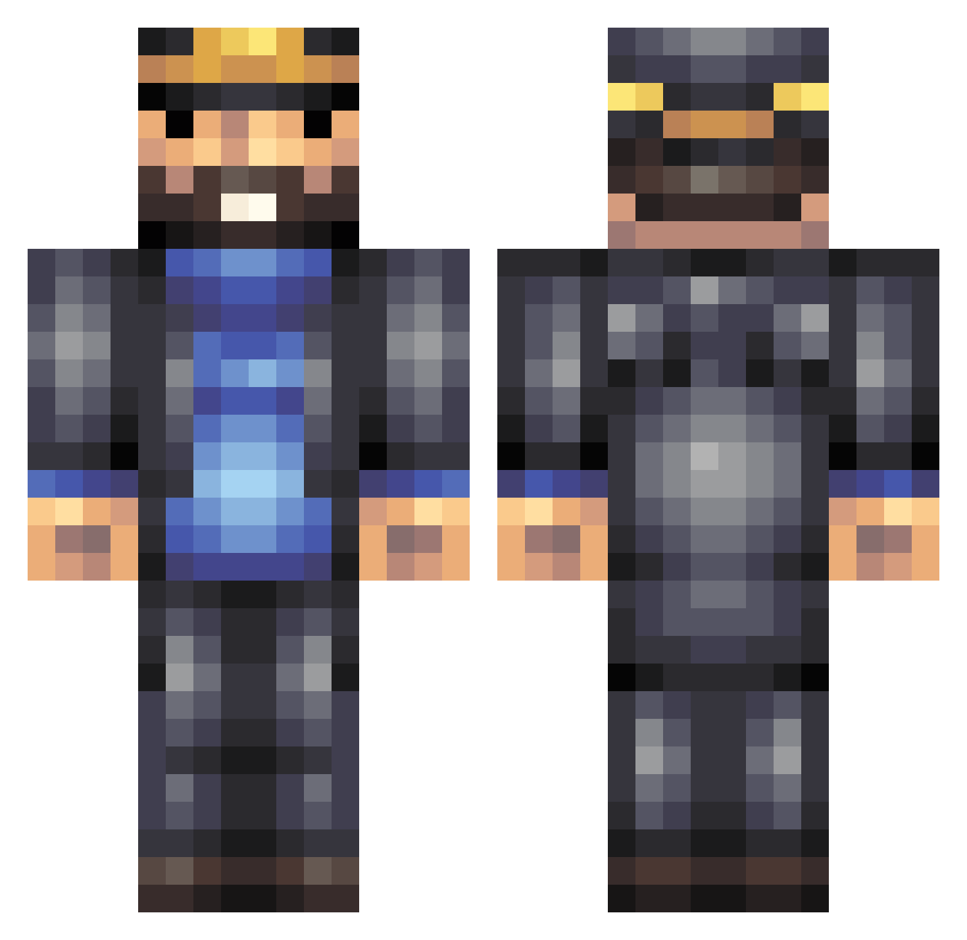 Zept Minecraft skin, front and back view