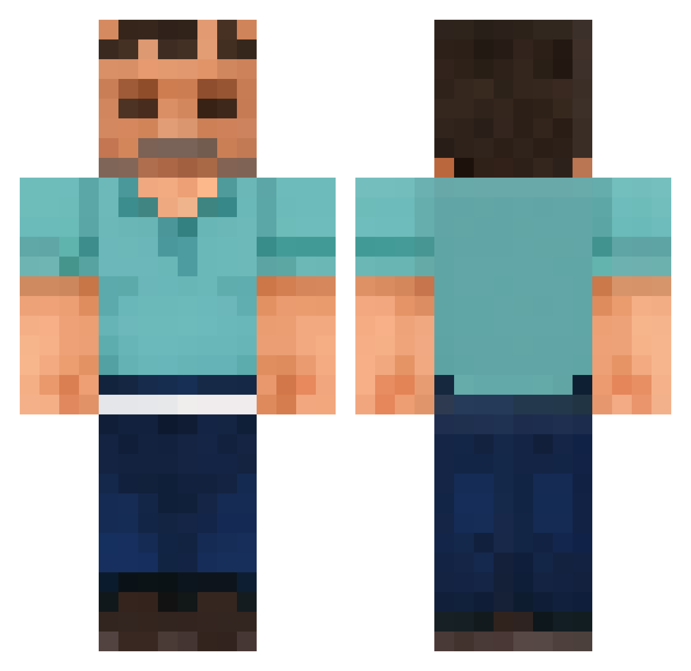 SpokeMorK Minecraft skin, front and back view