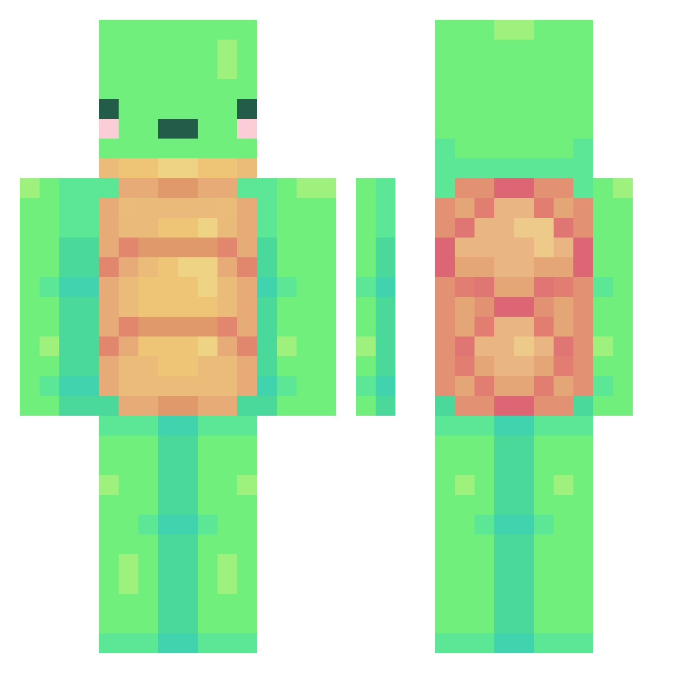 ImAProNewb Minecraft skin, front and back view