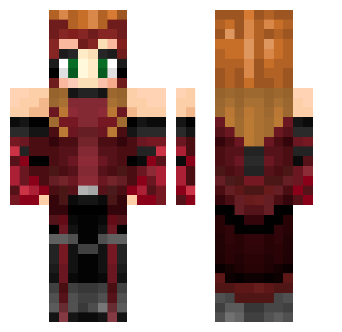 Geminiiii Minecraft skin, front and back view