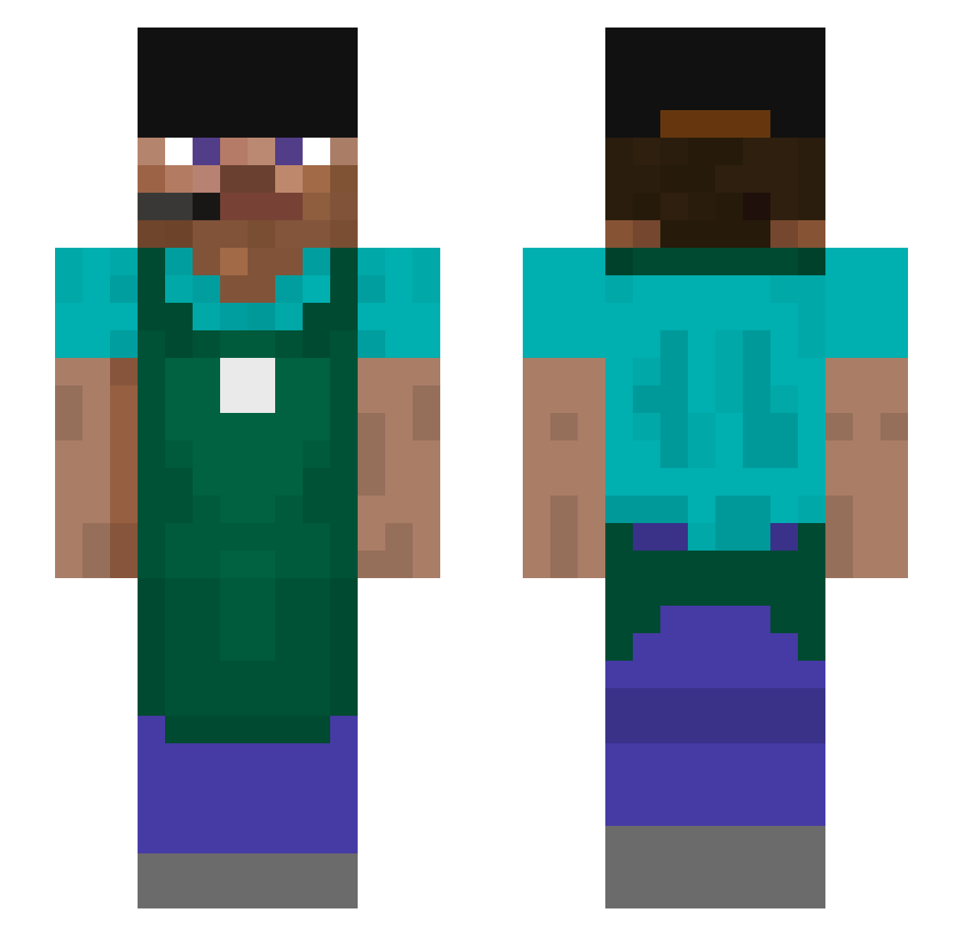 Falling Minecraft skin, front and back view
