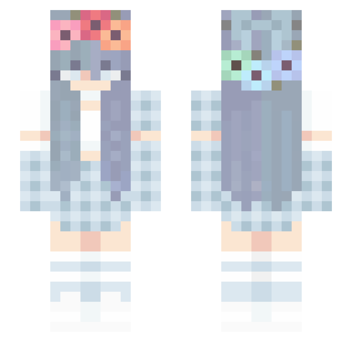 Nebisune Minecraft skin, front and back view