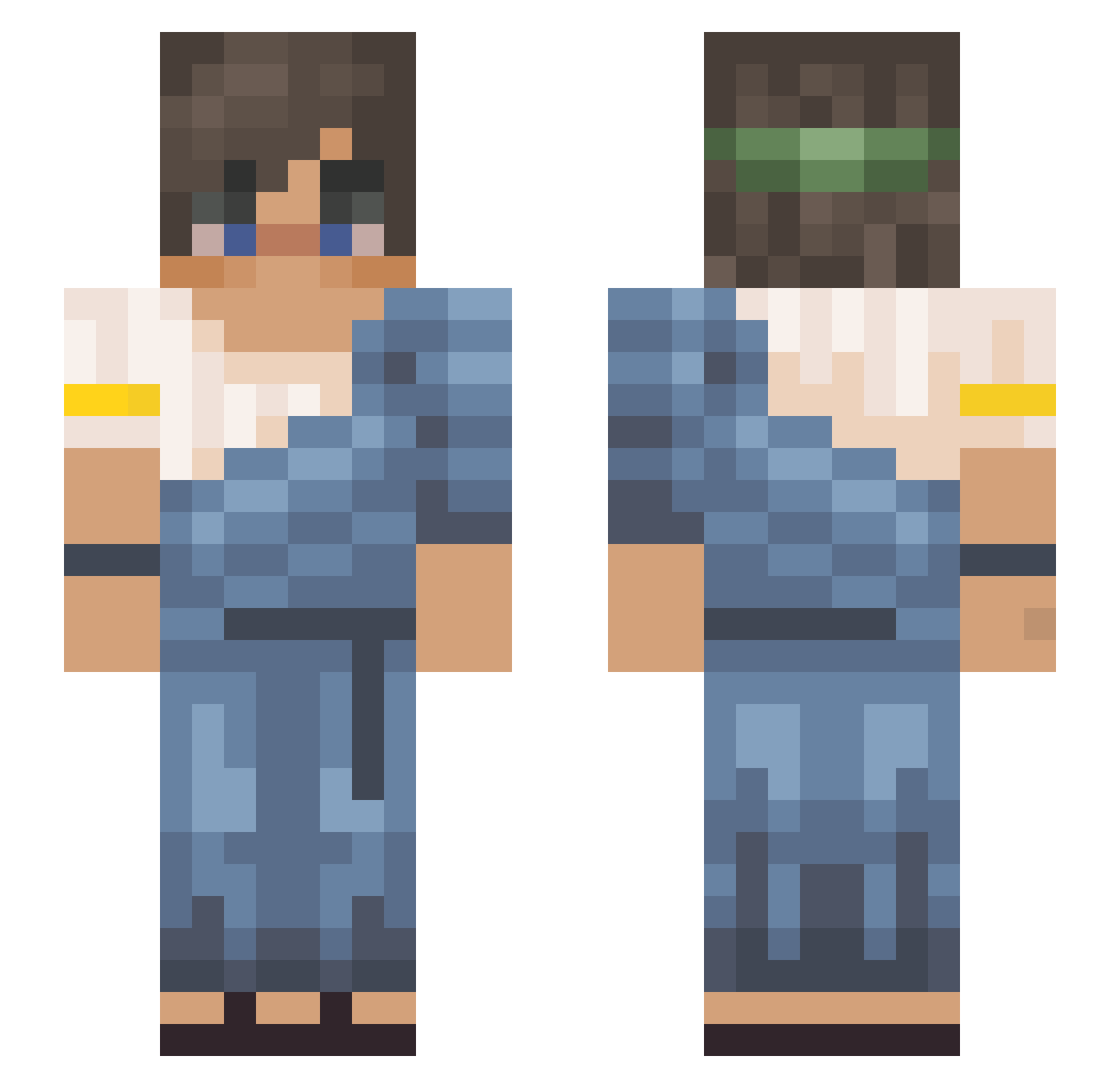Xekio Minecraft skin, front and back view