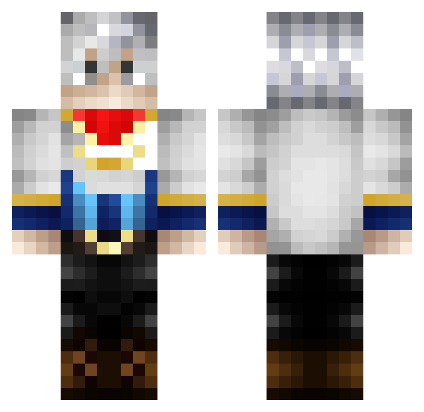 Aunts Minecraft skin, front and back view