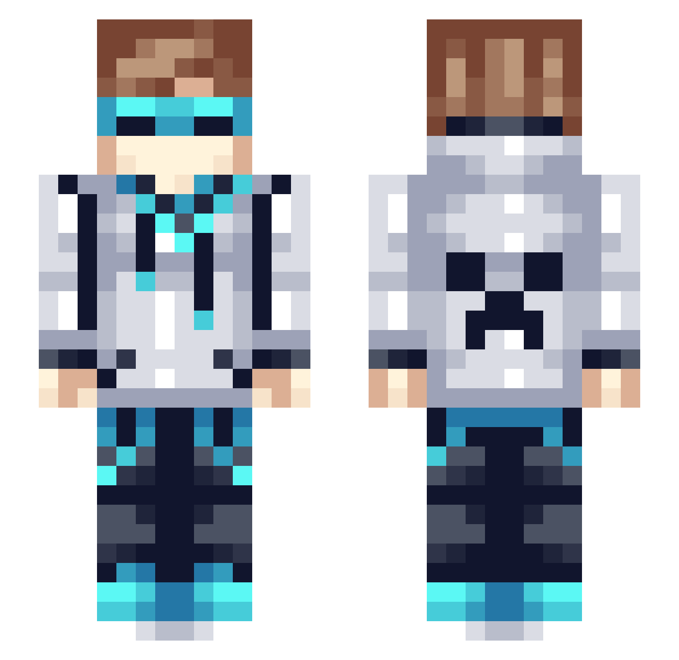 PseudoParadox Minecraft skin, front and back view