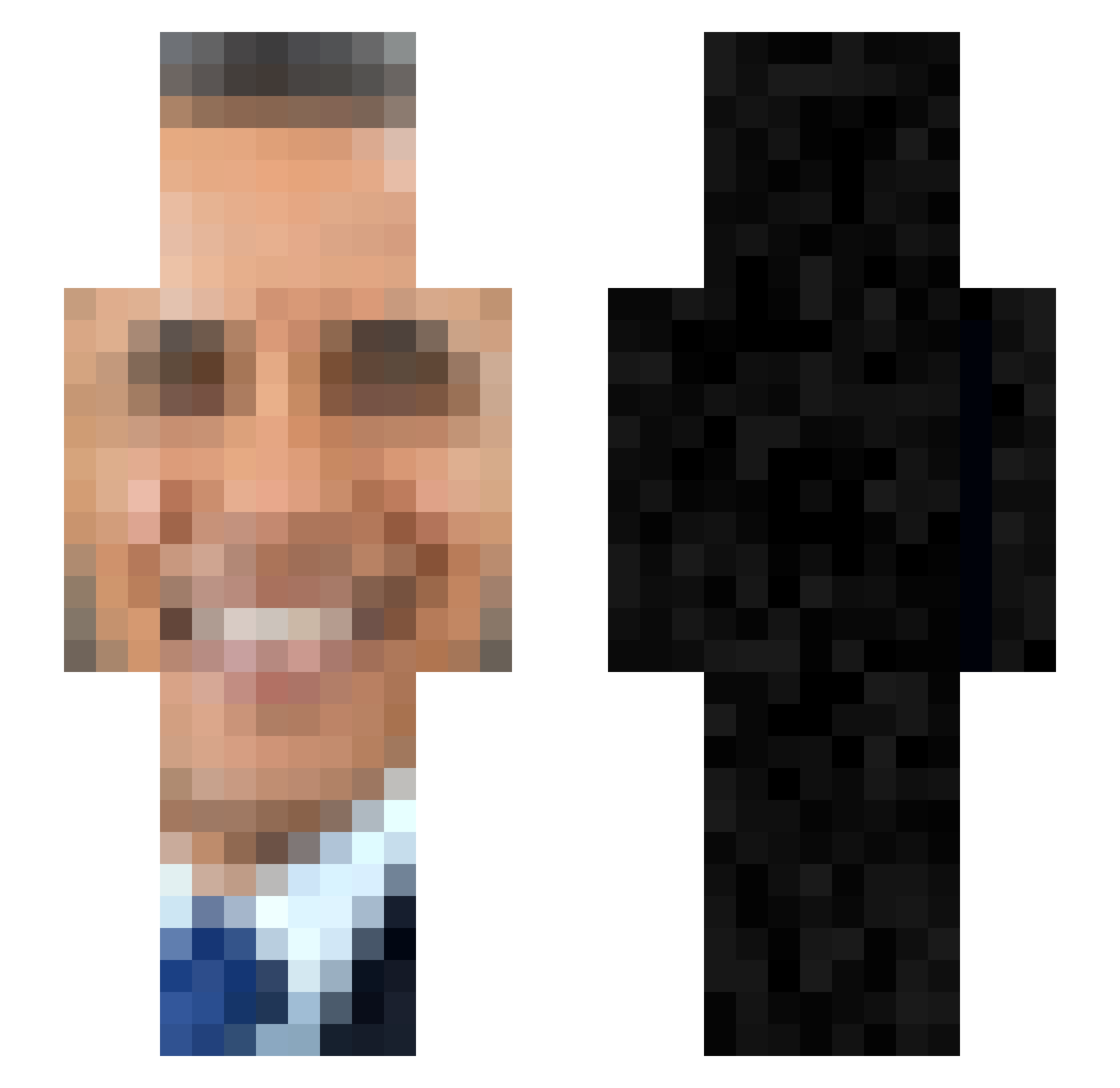 Sconferro Minecraft skin, front and back view