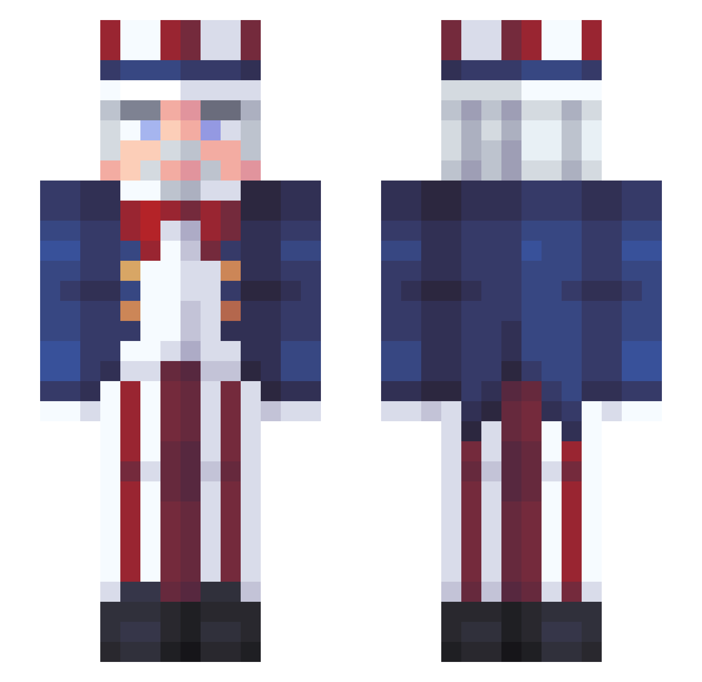 bobbyzzzo Minecraft skin, front and back view