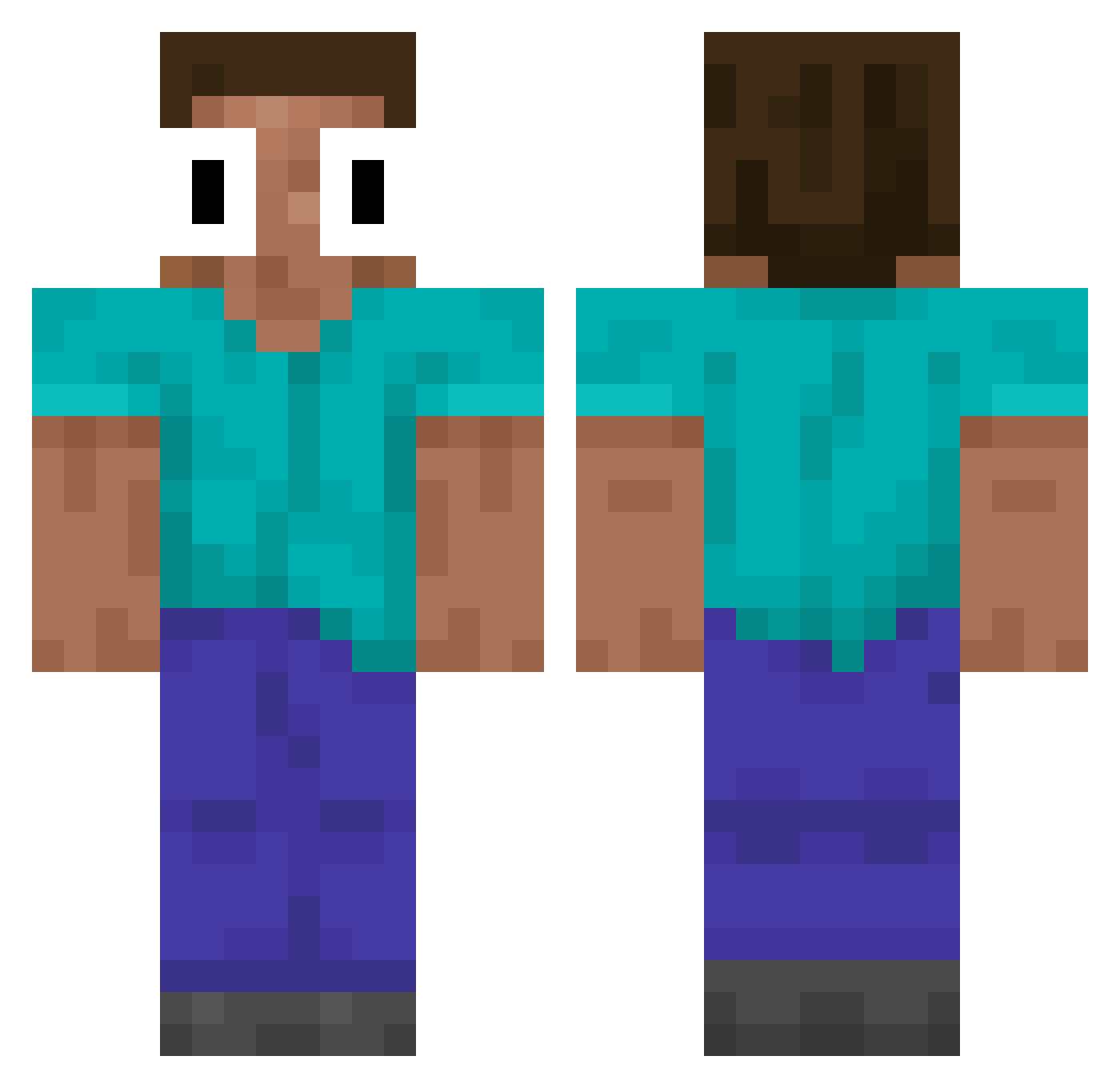 Akyo57 Minecraft skin, front and back view