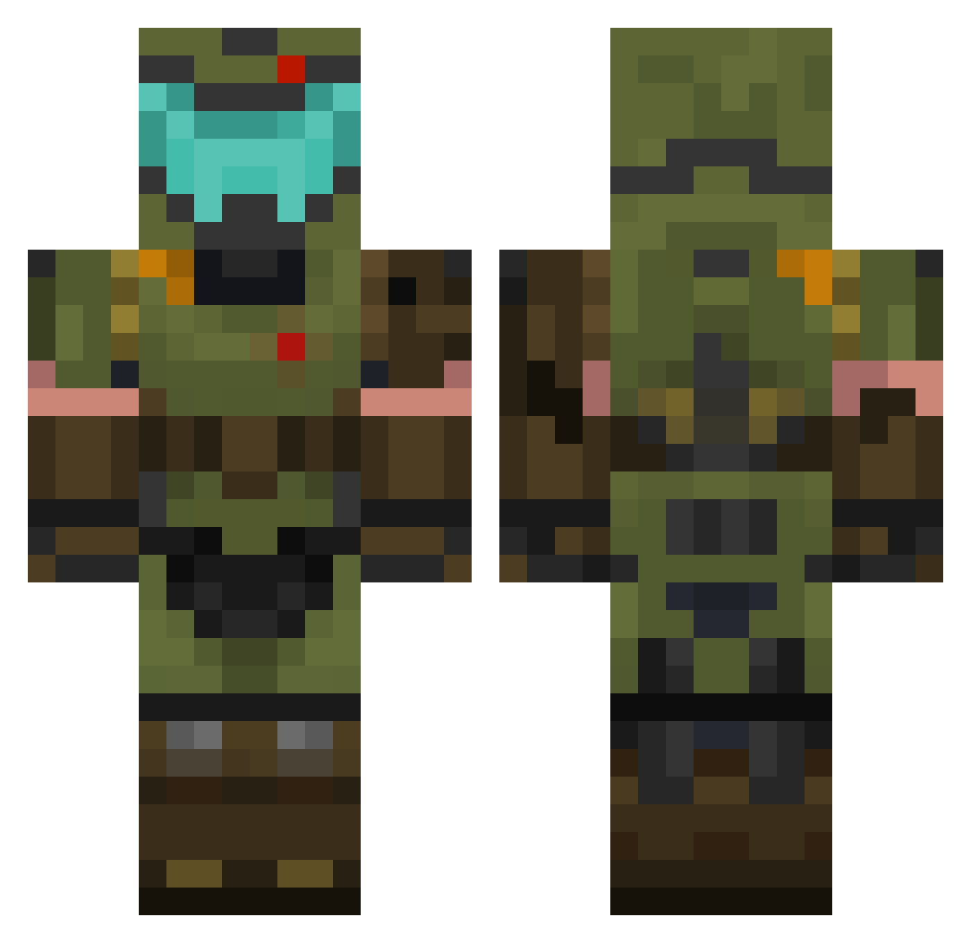 CptSnow Minecraft skin, front and back view